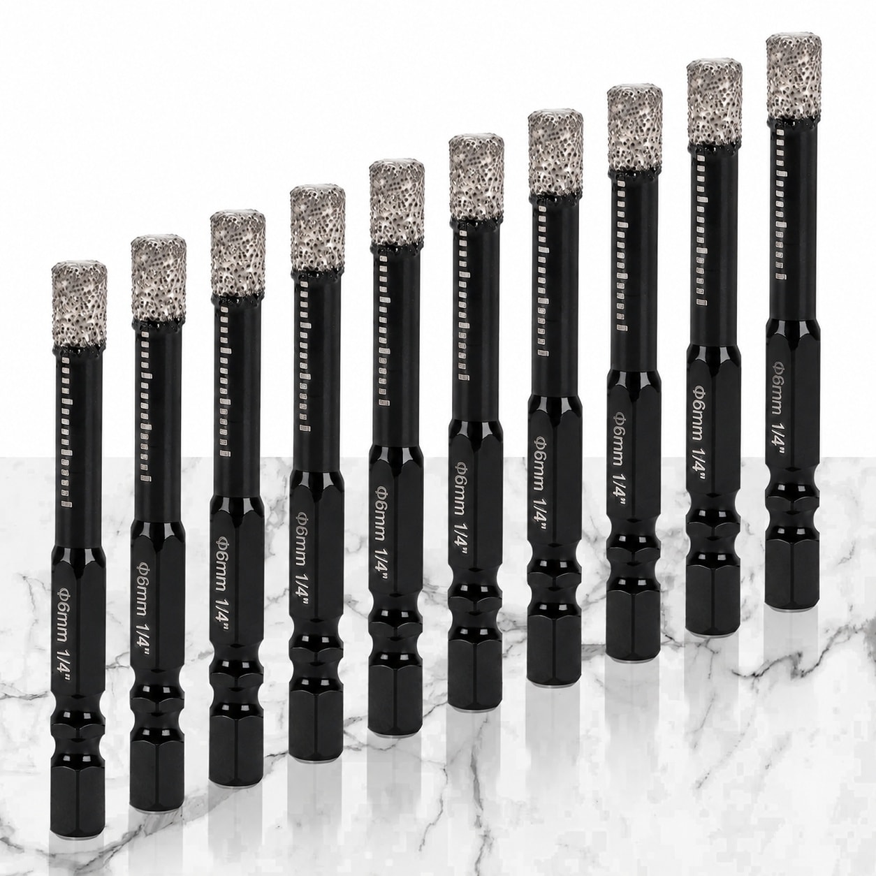 KIWDZFU 10 Pack One Quarter Inch Diamond Drill Bits Set Hex Shank Drill Bits for Ceramic Tile Glass Granite Marble Brick Stone #LKI0818A218