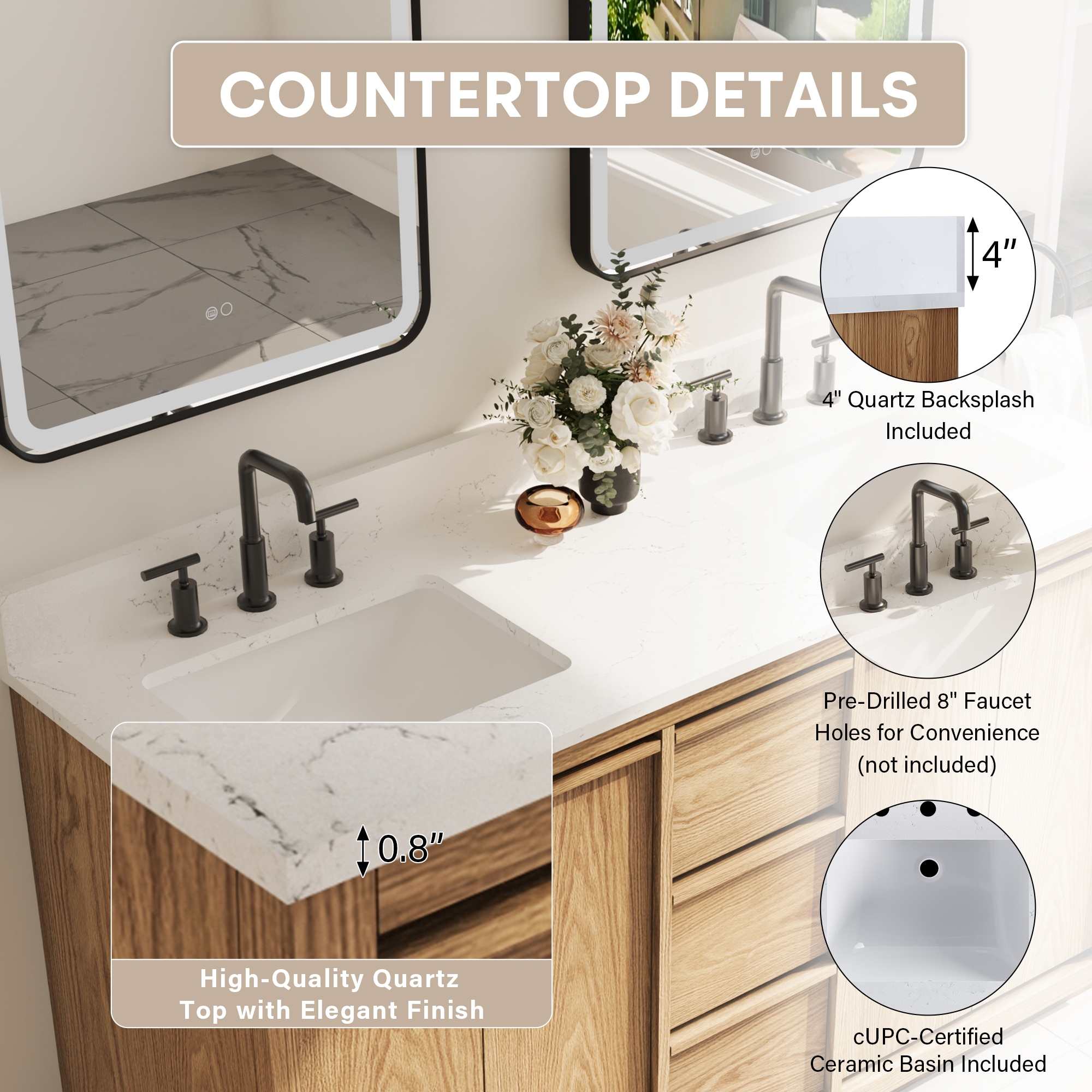 WELLFOR ALISON48QZ-WT Bath-Vanity-Combo - View #4