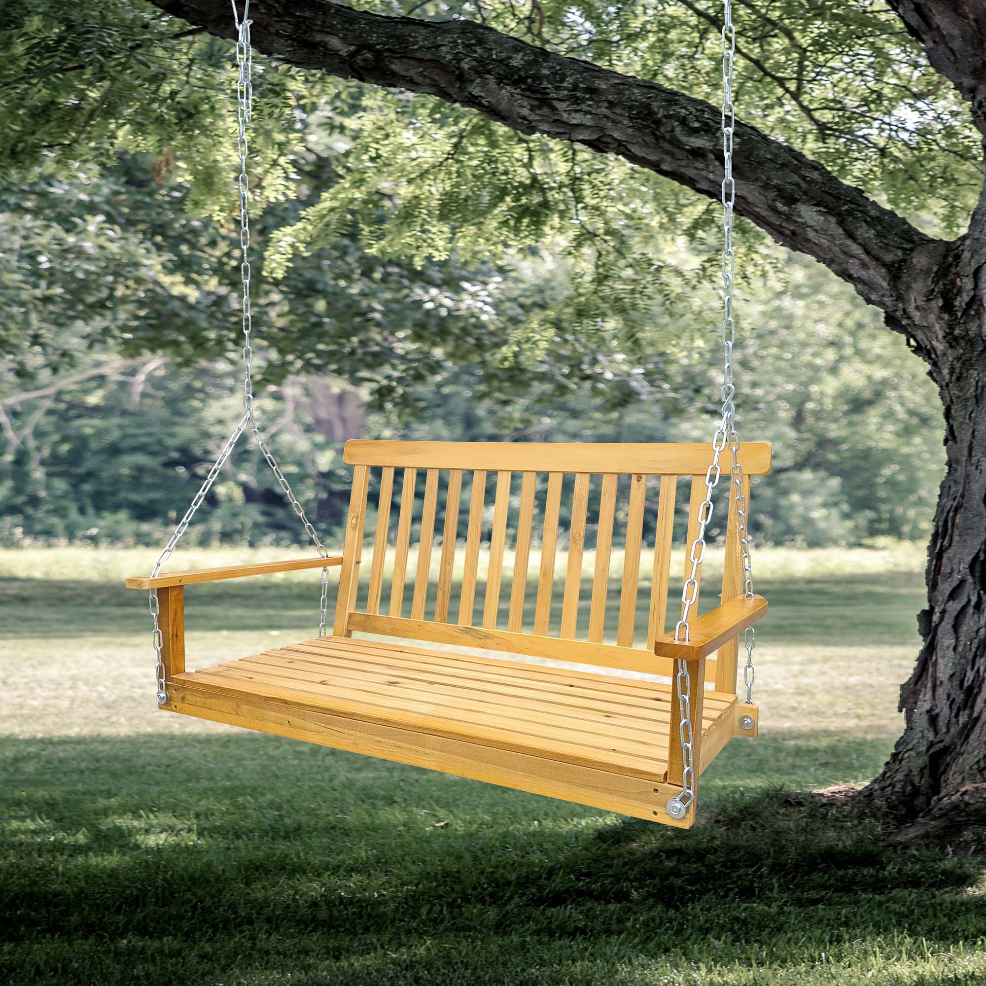 Clihome - Porch Swings Gliders 2 -person Teak Outdoor Swing