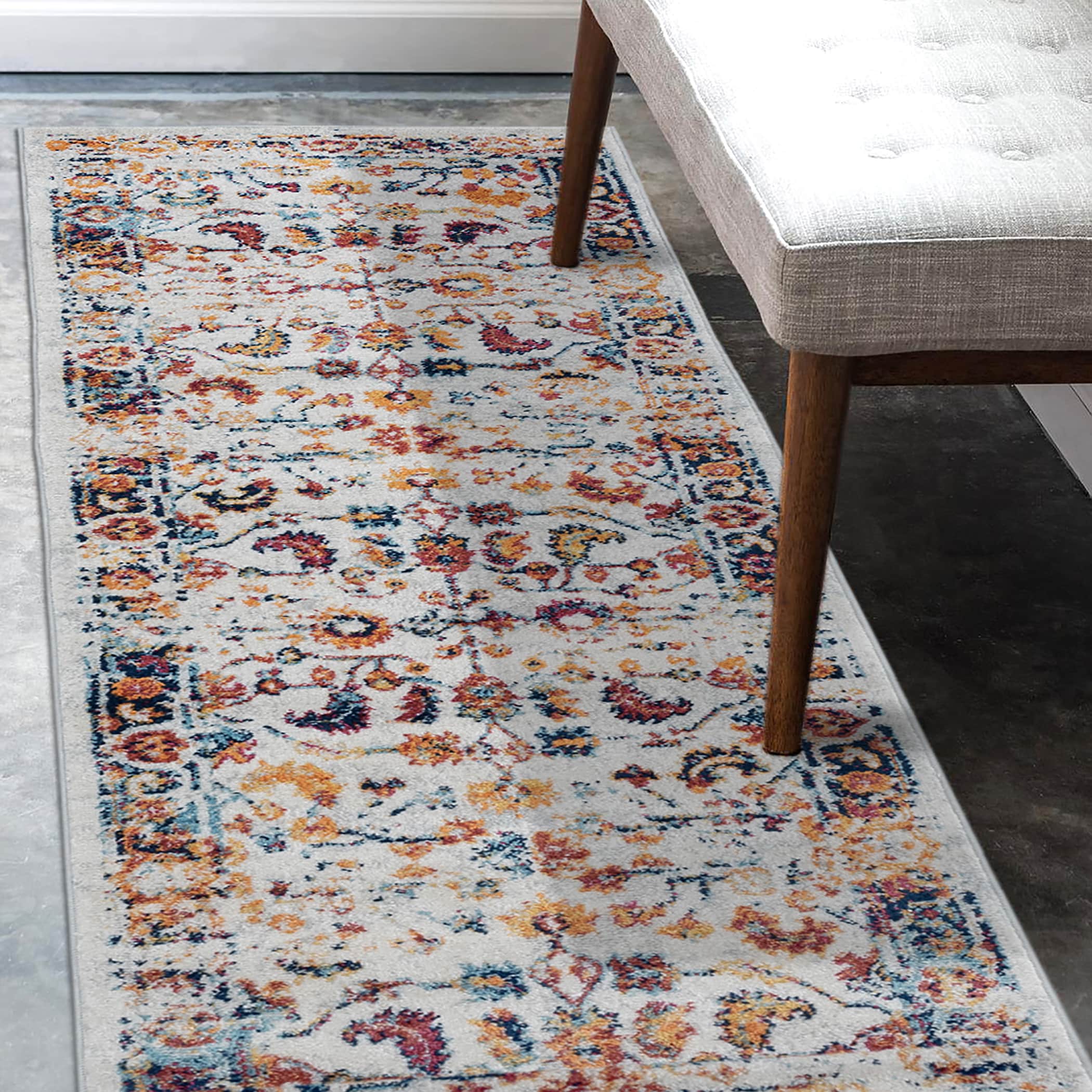 AMER ALX840206 Alexandria 2 x 6 (ft) Loomed Polypropylene Orange Rectangular Indoor Border Runner rug