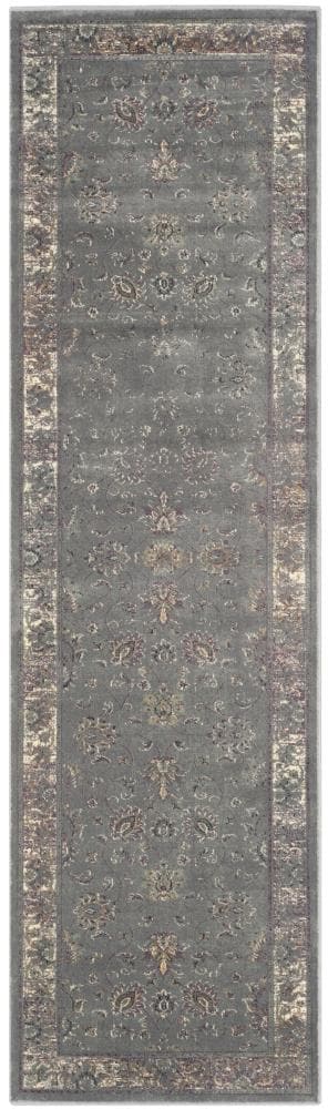 Vintage Gray and Multi-Color Viscose Cotton Runner Rug 2'2" x 12'