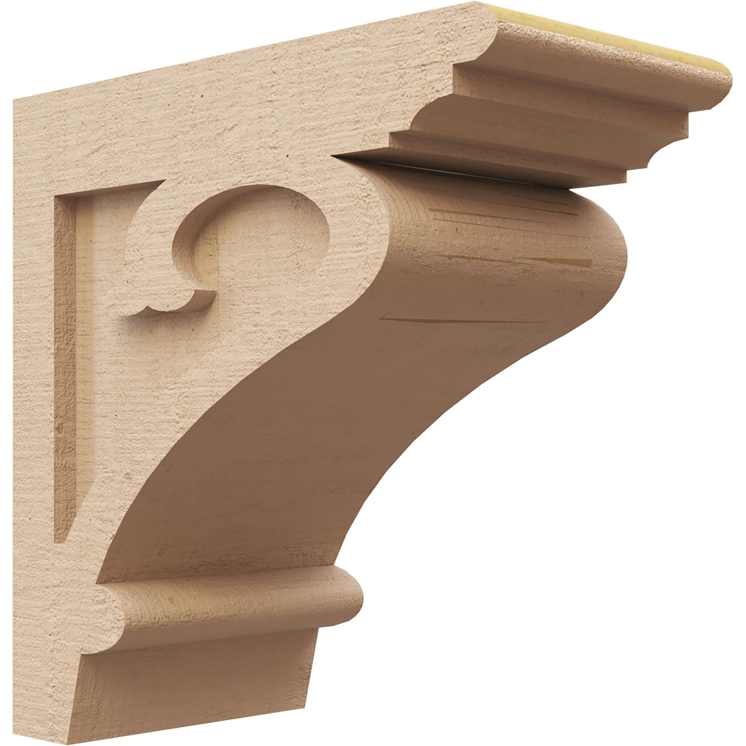 Ekena Millwork CORU06X12X12MAYRCPR 6-in x 12-in x 12-in Rough Cedar Woodgrain TimberThane Primed Urethane Paintable/Stainable Corbel