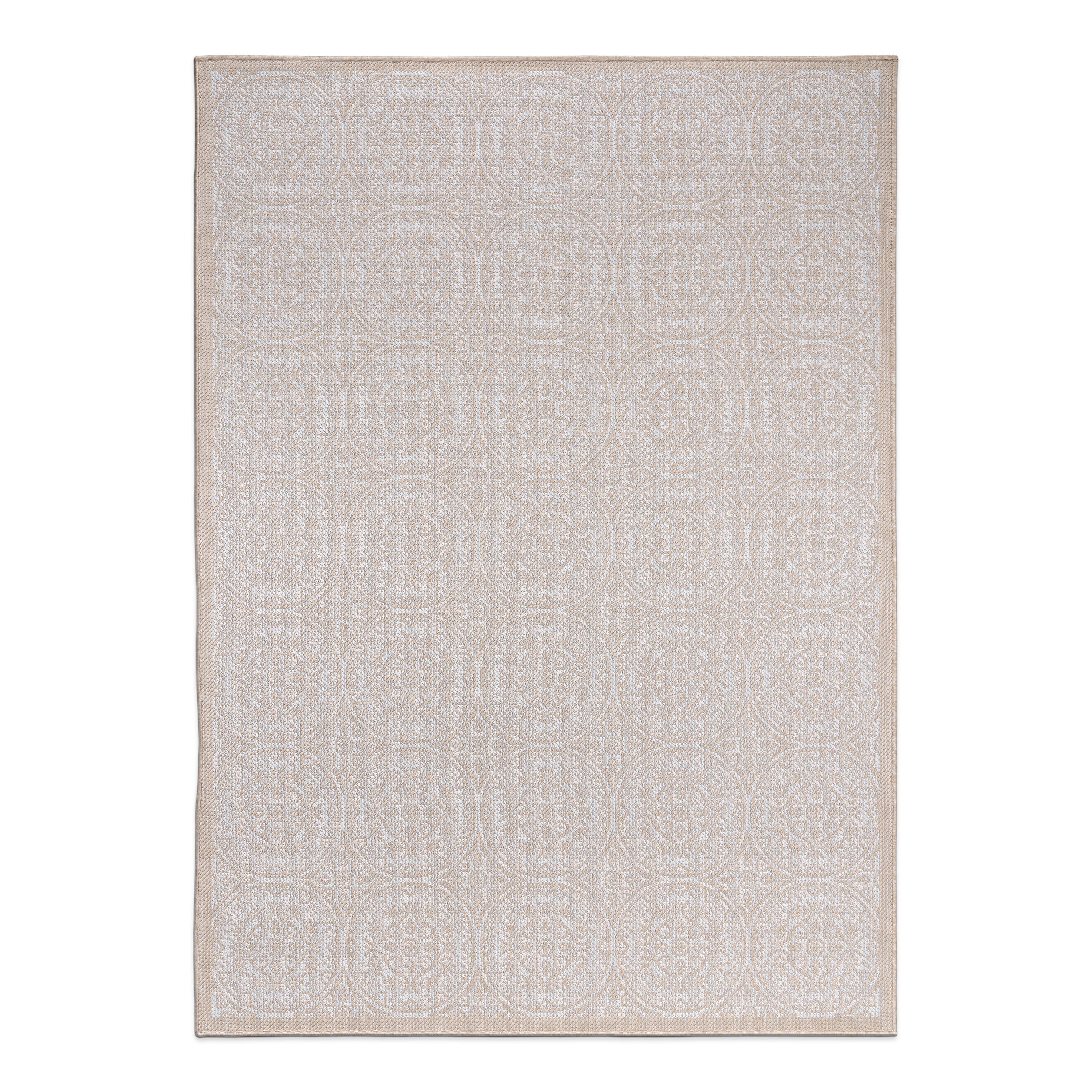 World Rug Gallery 121NATURAL8X10 Summer 8 x 10 (ft) Loomed Polypropylene Natural Rectangular Indoor/Outdoor Floral/Botanical Mid-Century Modern Area rug