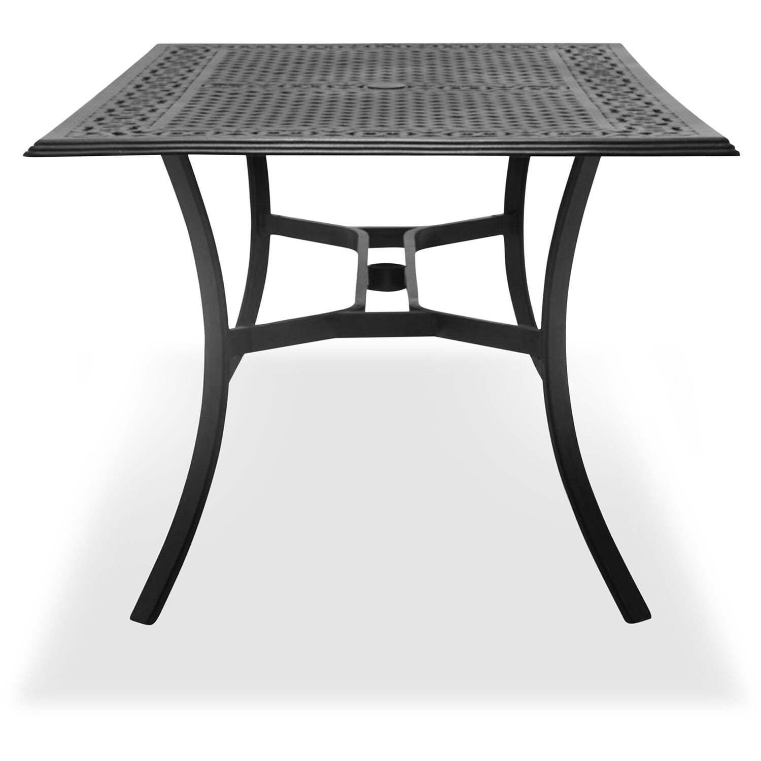 Elegant Rustic 7-Piece Outdoor Dining Set with Cast-Top Table and Sling Chairs