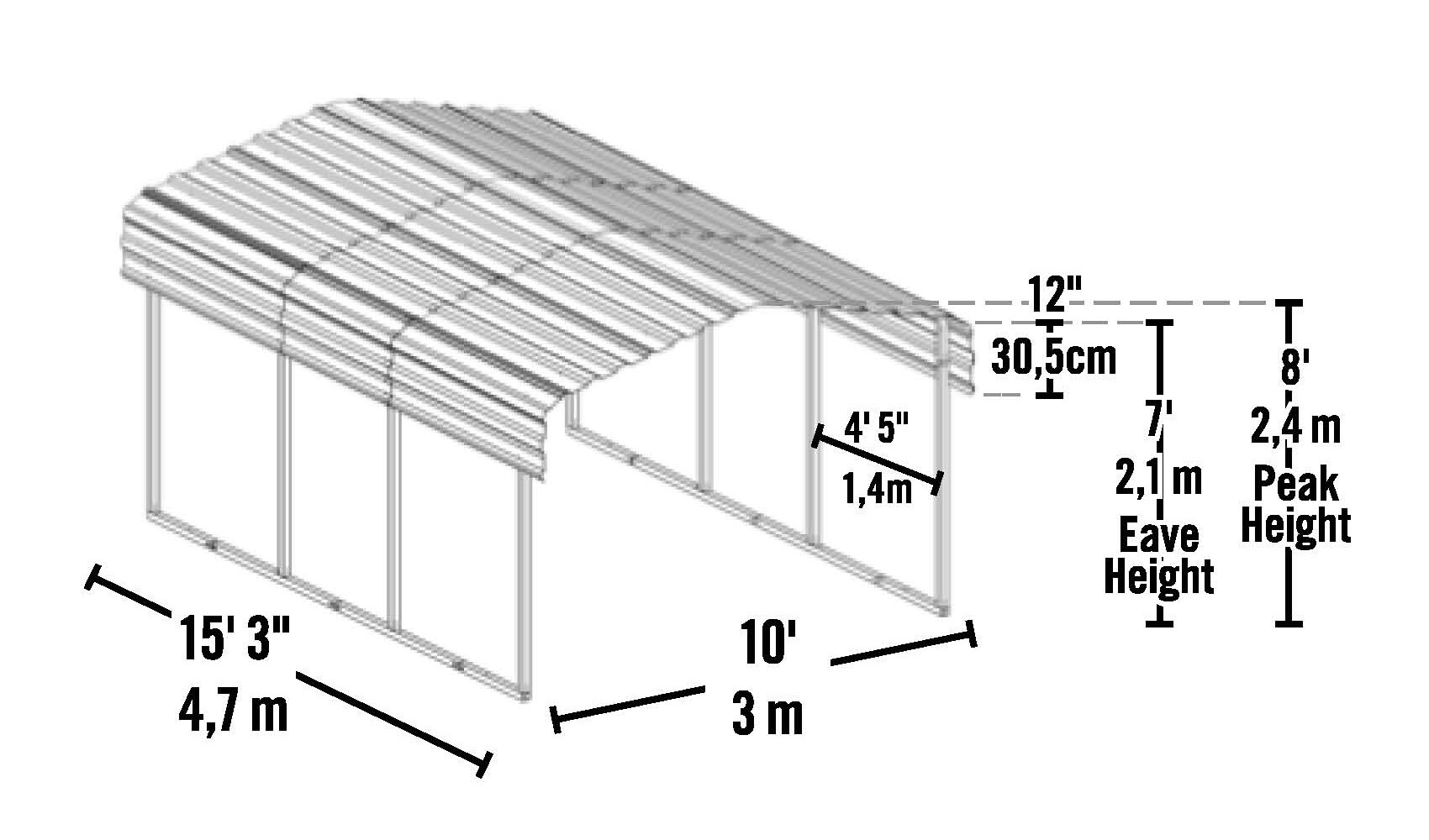 Arrow 10-ft W x 15-ft L x 8-ft H Eggshell Metal Carport at Lowes.com