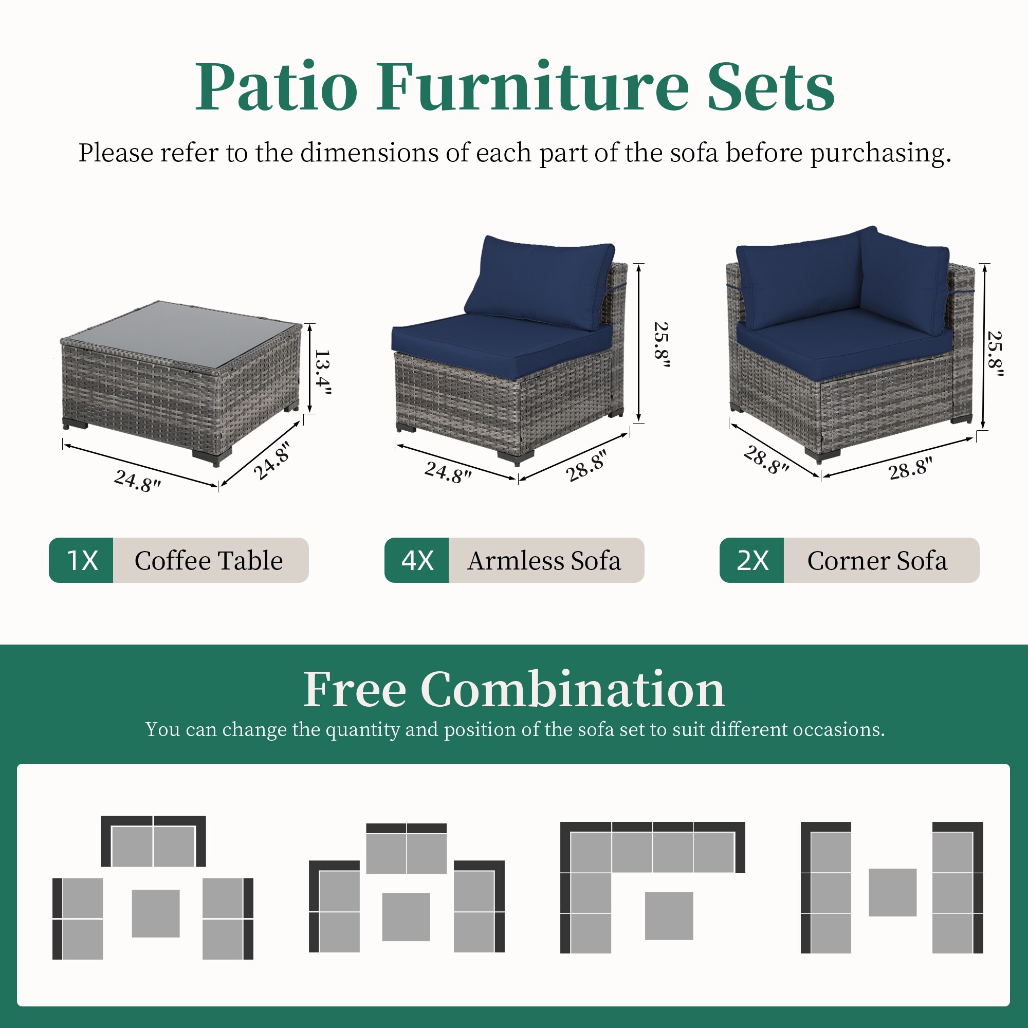 UPHA TBDK-ABC-NAVYBLUE Patio-Conversation-Sets - View #3