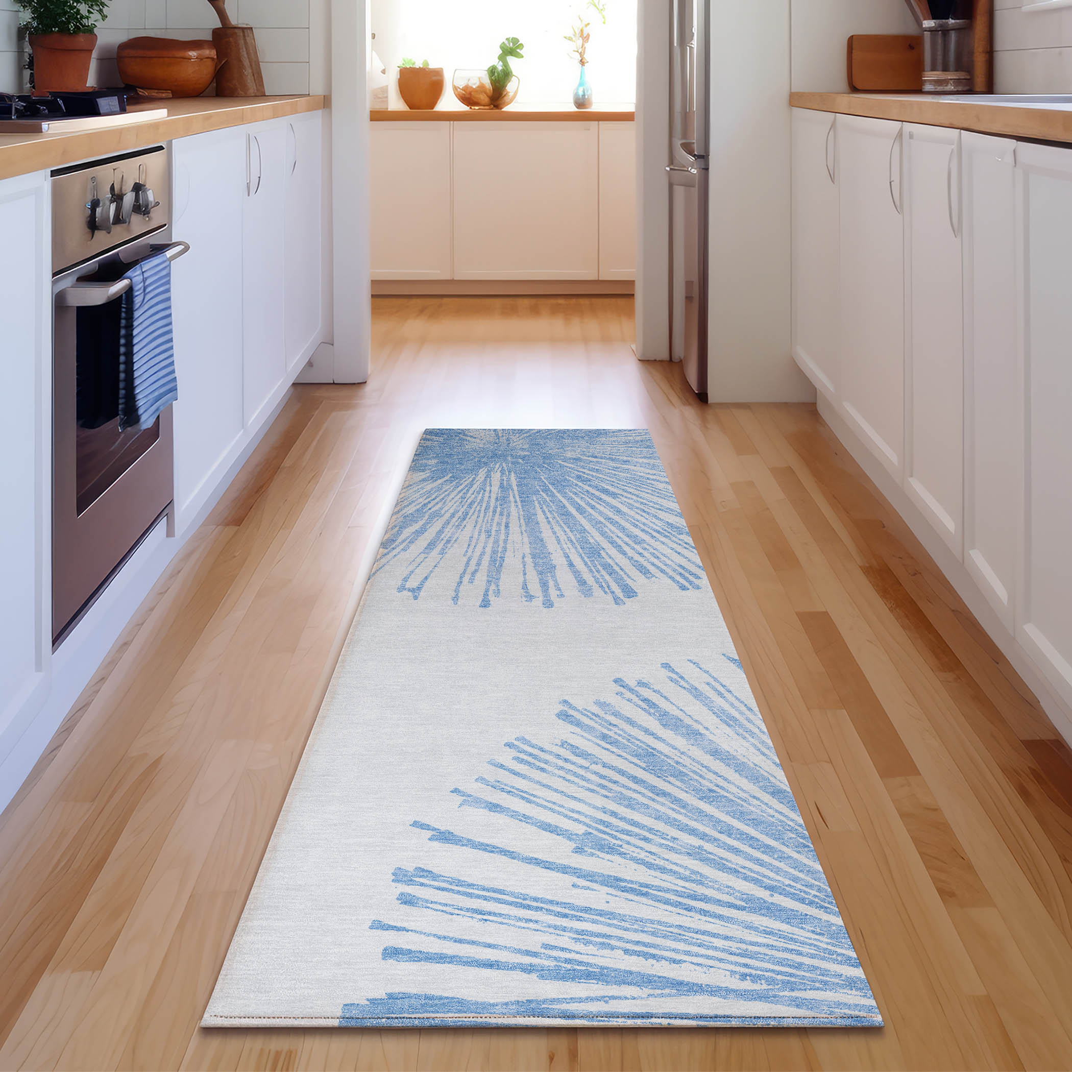 Addison Rugs AMF642DN2X8 Mayfield AMF642DN 2 x 7 (ft) Polyester Blue Rectangular Indoor Abstract Machine washable Runner rug