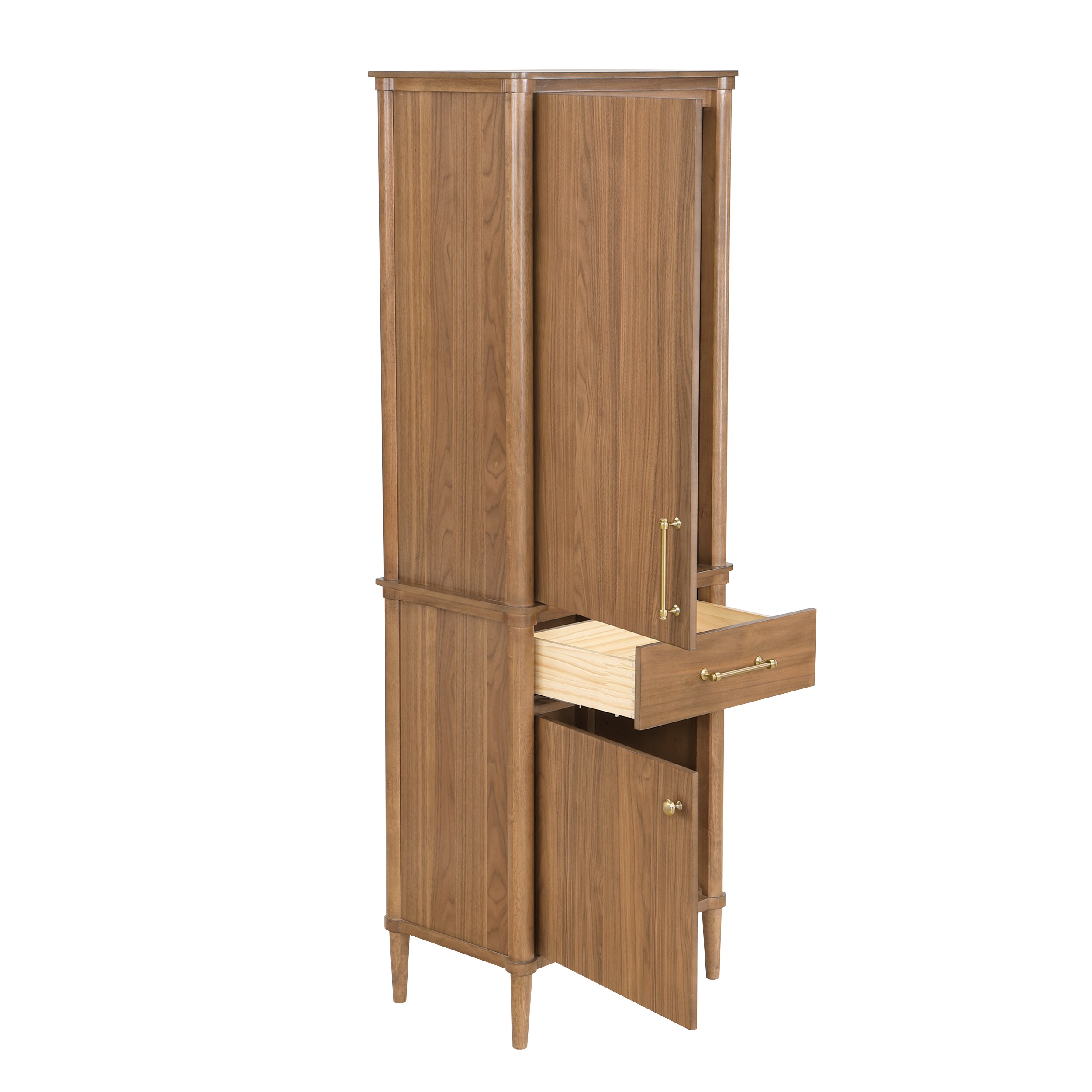 allen + roth Rian 24-in x 72-in x 16-in Walnut Wood Freestanding