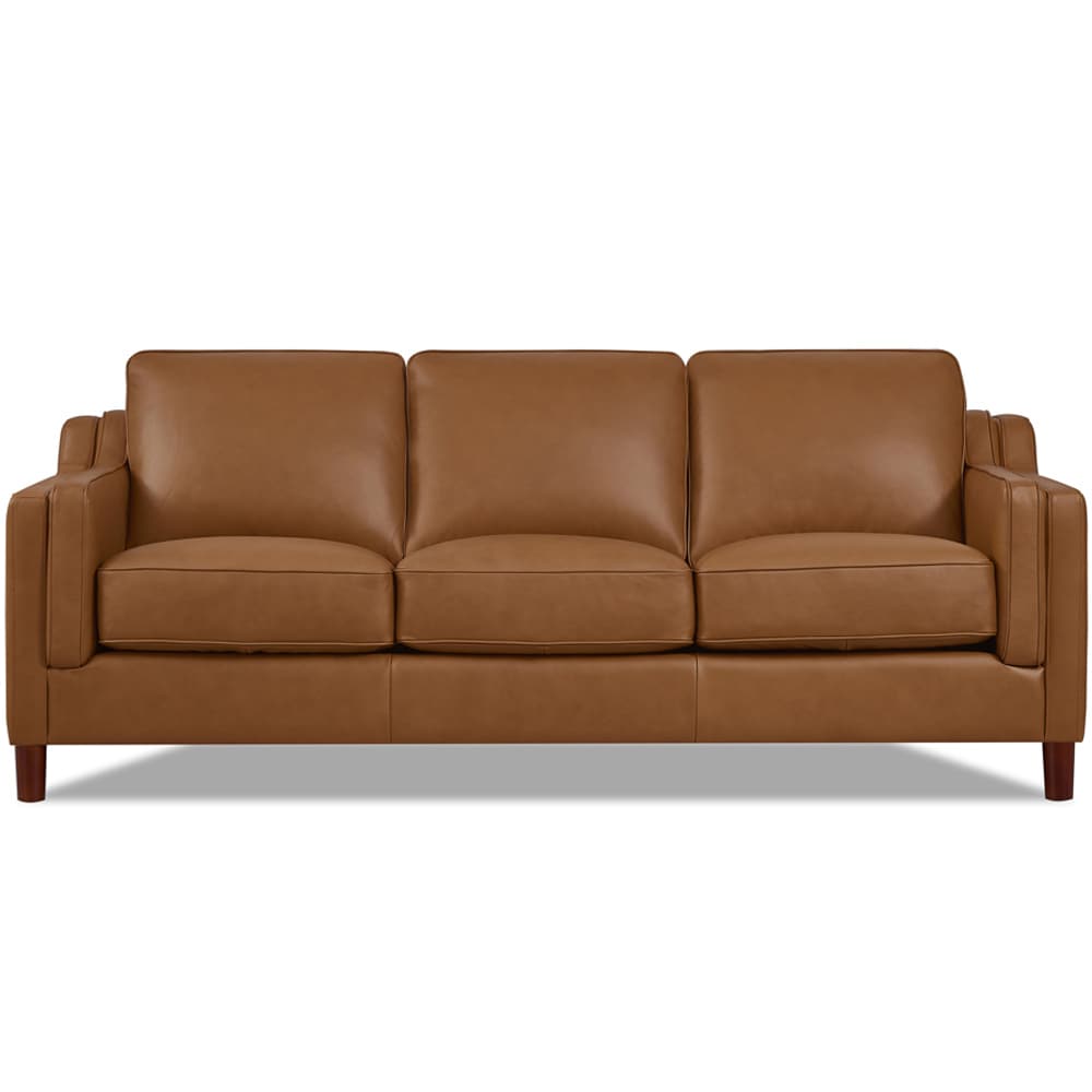 Hydeline Bella 84-in Midcentury Cognac Genuine Leather 3-seater Sofa in ...