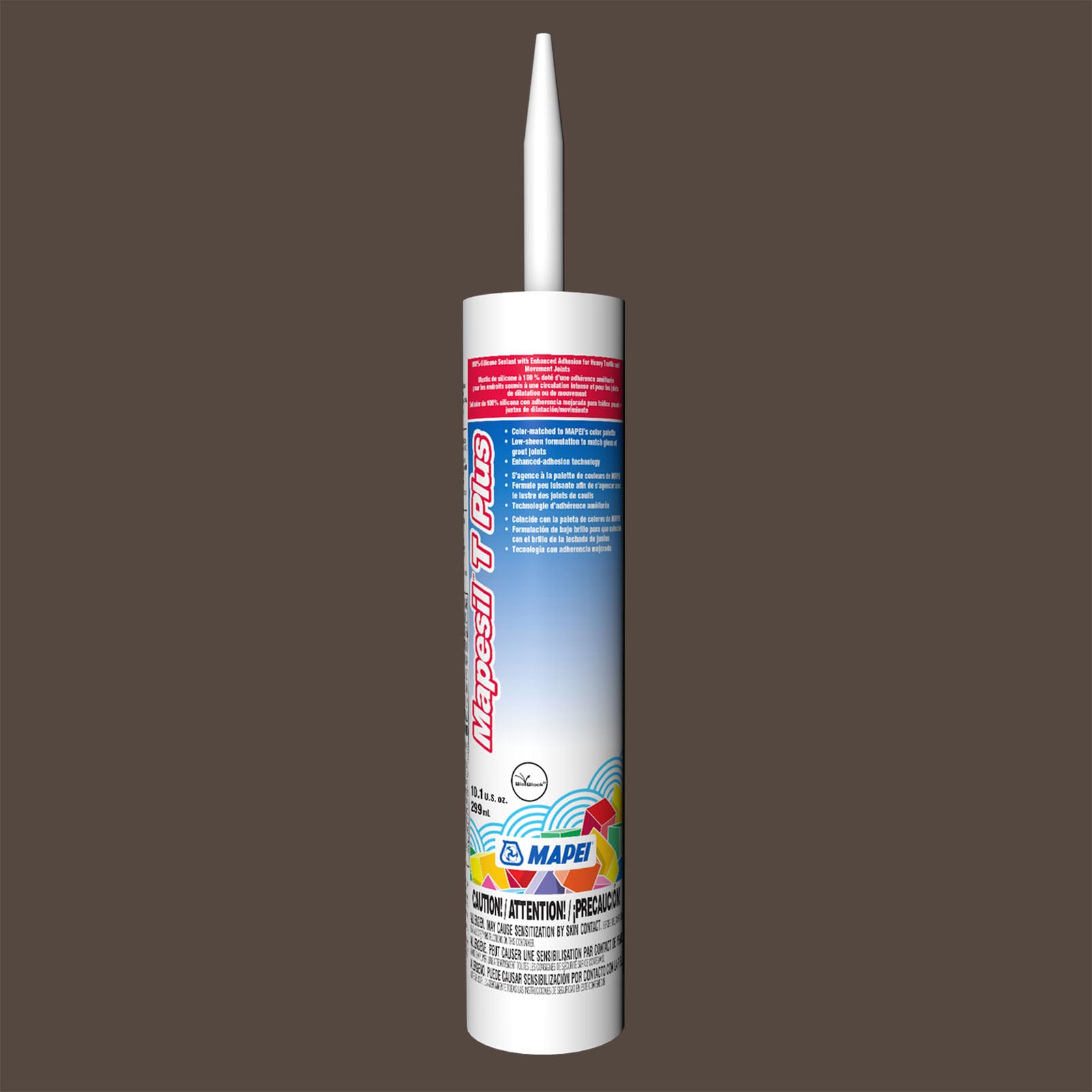 MAPEI 3BU500741 Mapesil T Plus 10.1-oz Tile & grout Chocolate #5007 Silicone Caulk