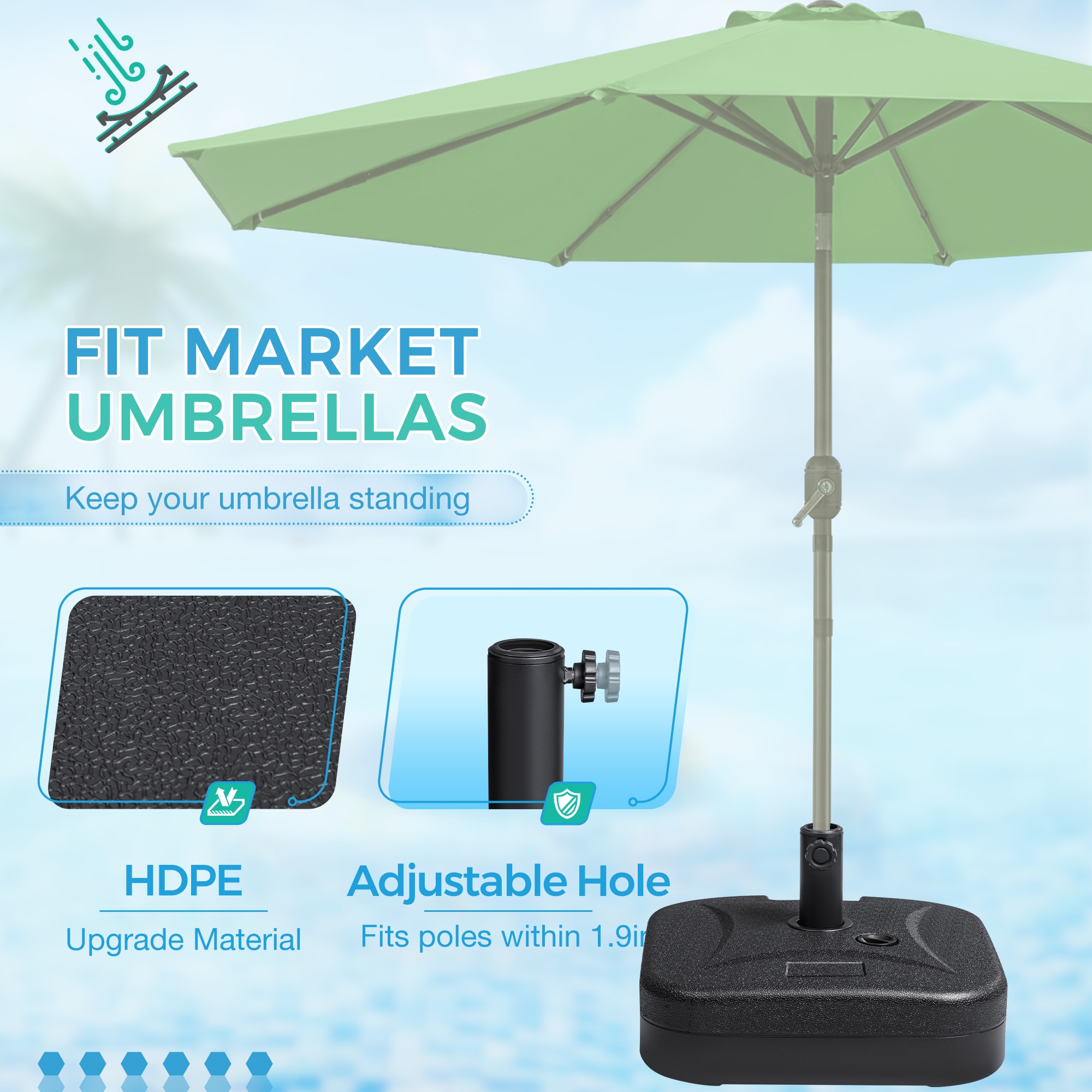 Vineego LS-UBB23-0331-BK Umbrella-Bases - View #5