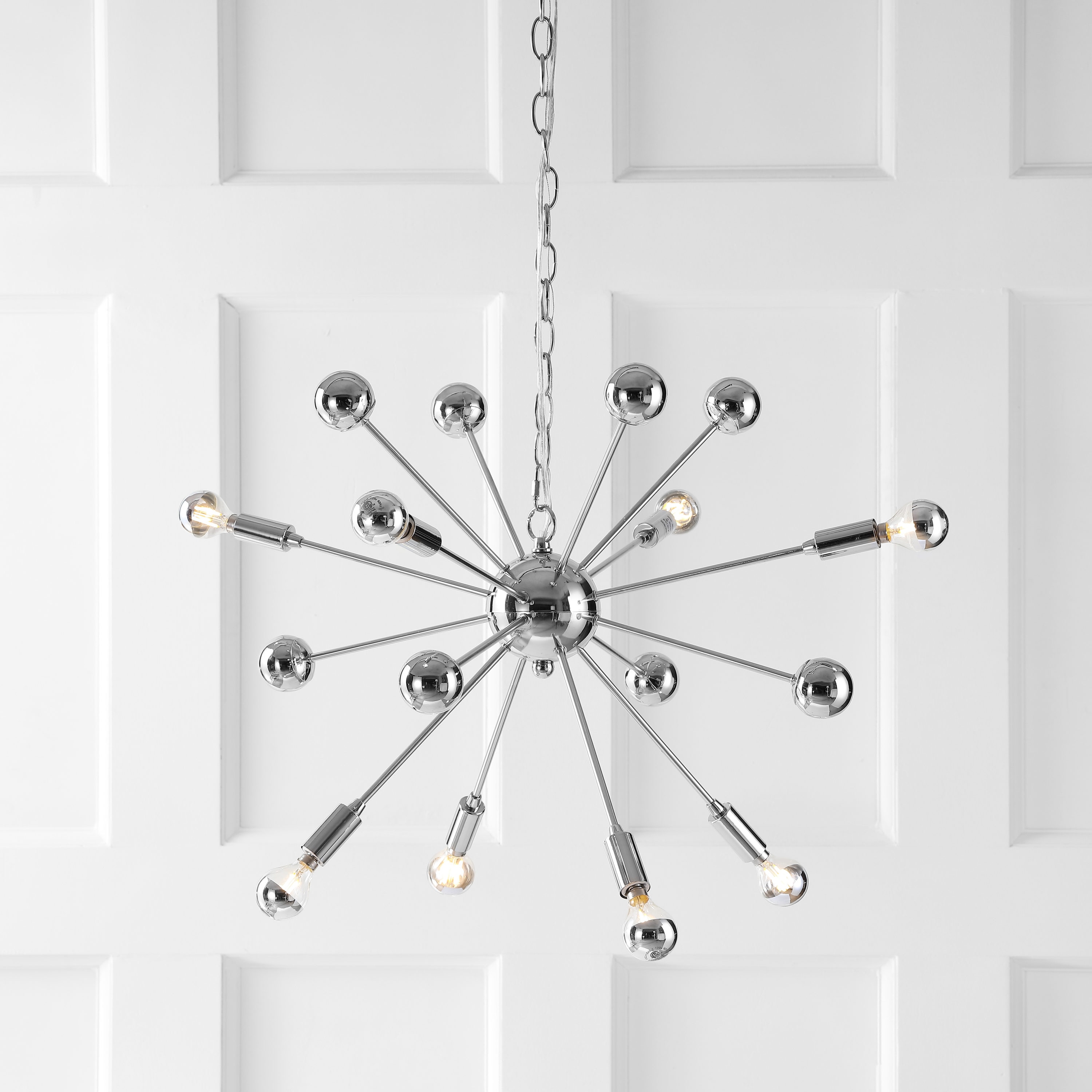 22.5" Chrome Metal Sputnik-Style LED Chandelier