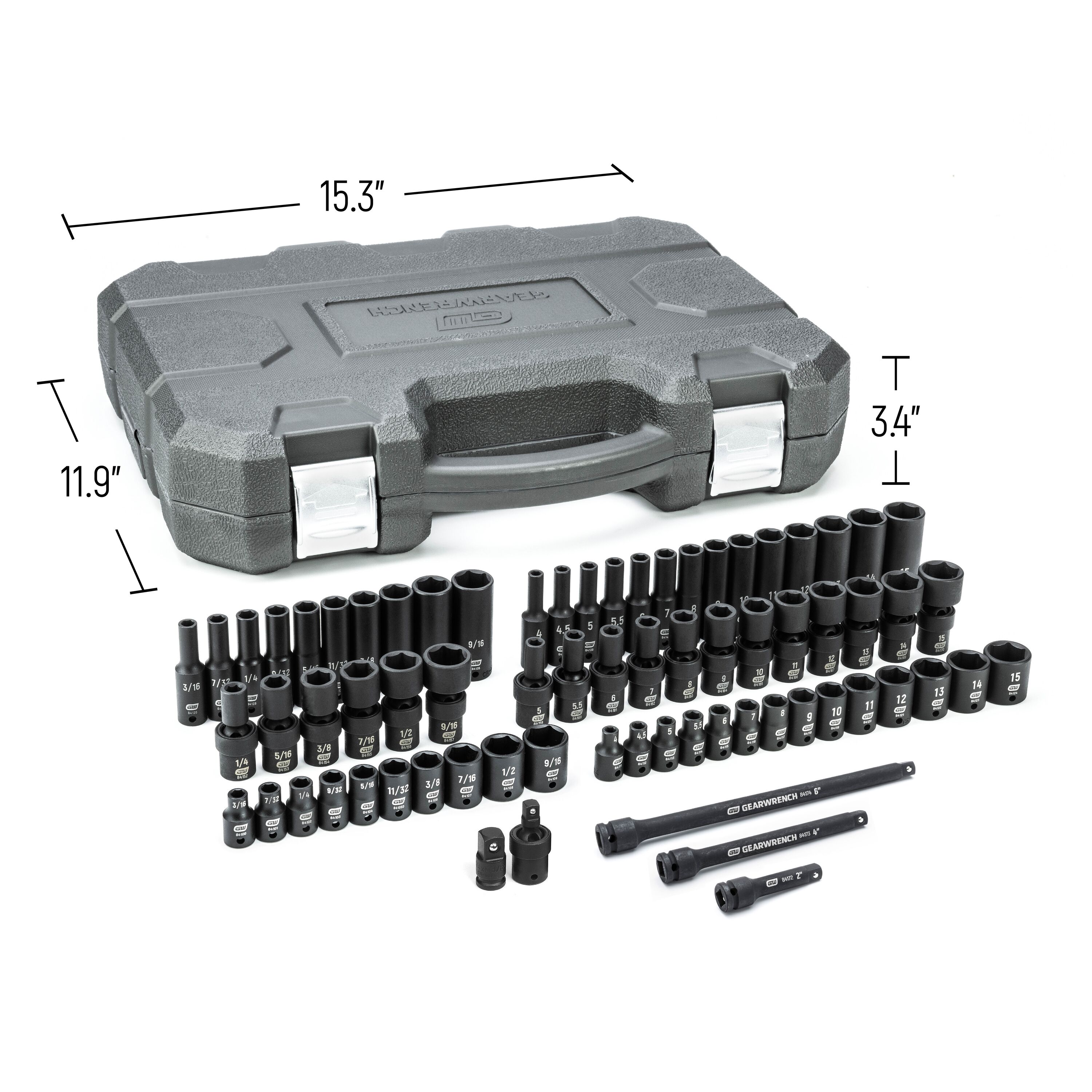 GEARWRENCH 71-Piece Standard (SAE) and Metric 1/4-in Drive Set 6-point  Impact Socket Set in the Impact Sockets  Impact Socket Sets department at 