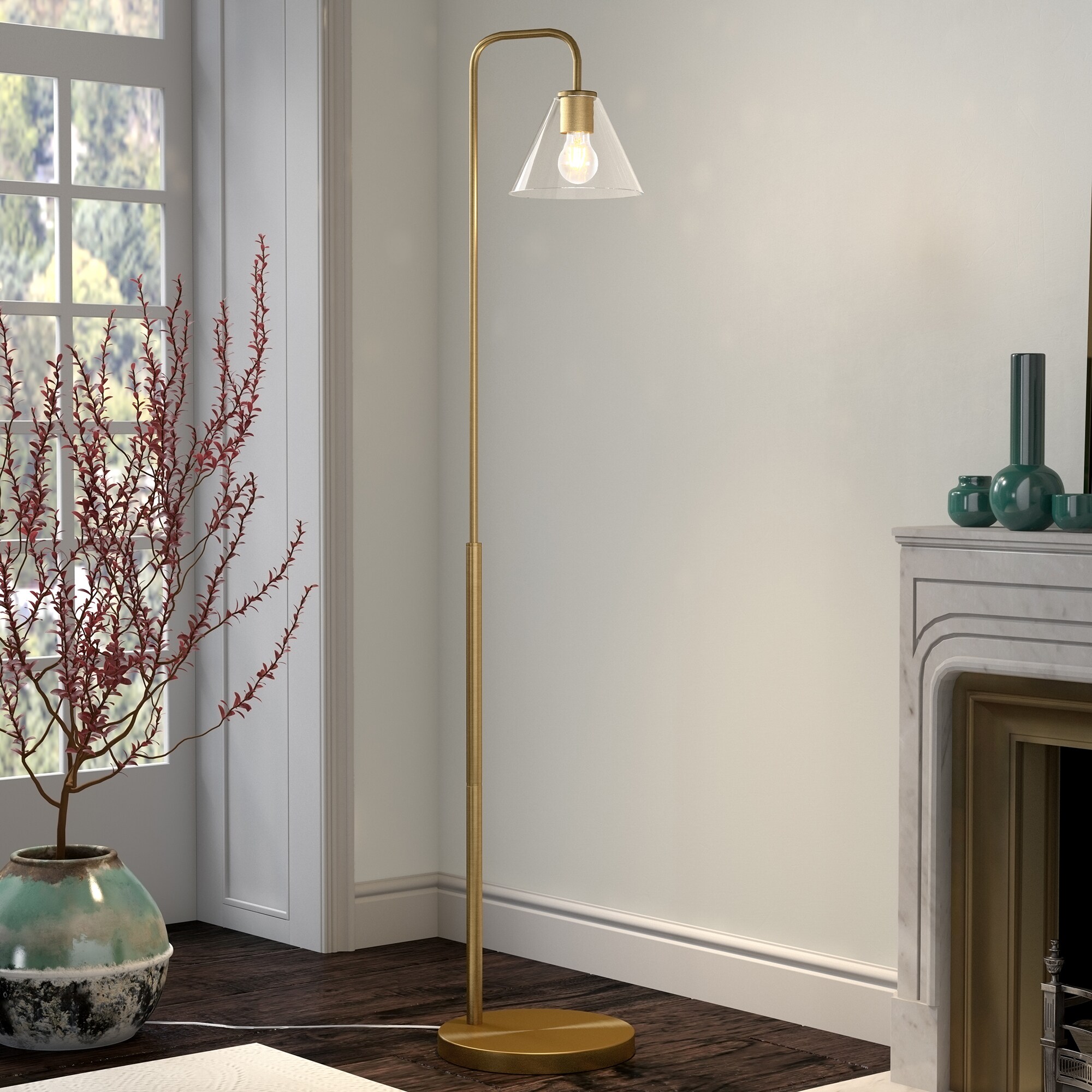 brass effect floor lamp