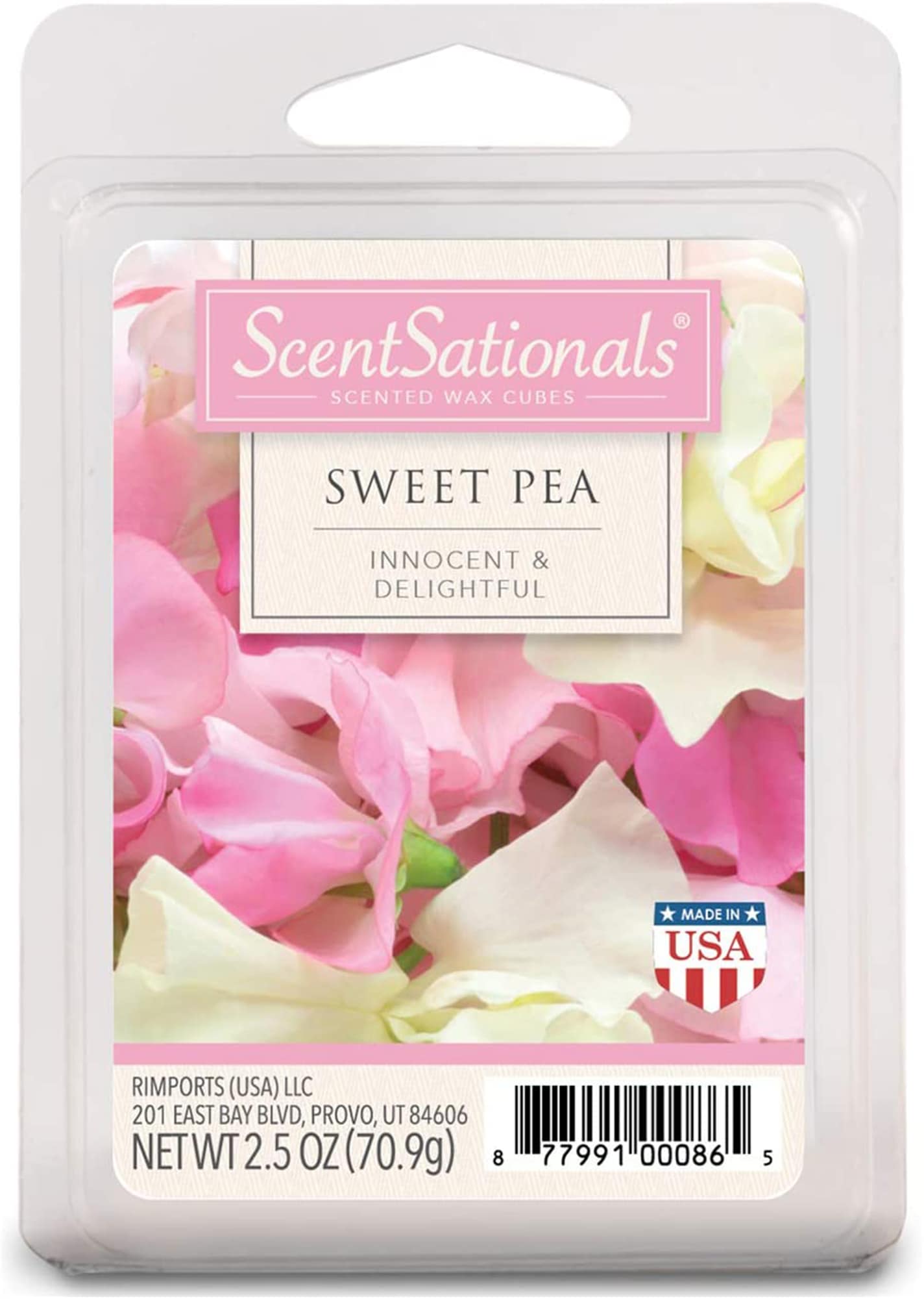 ScentSationals Sweet Pea 2.5 Oz Scented Fragrant Wax Melts- 4 Pack at