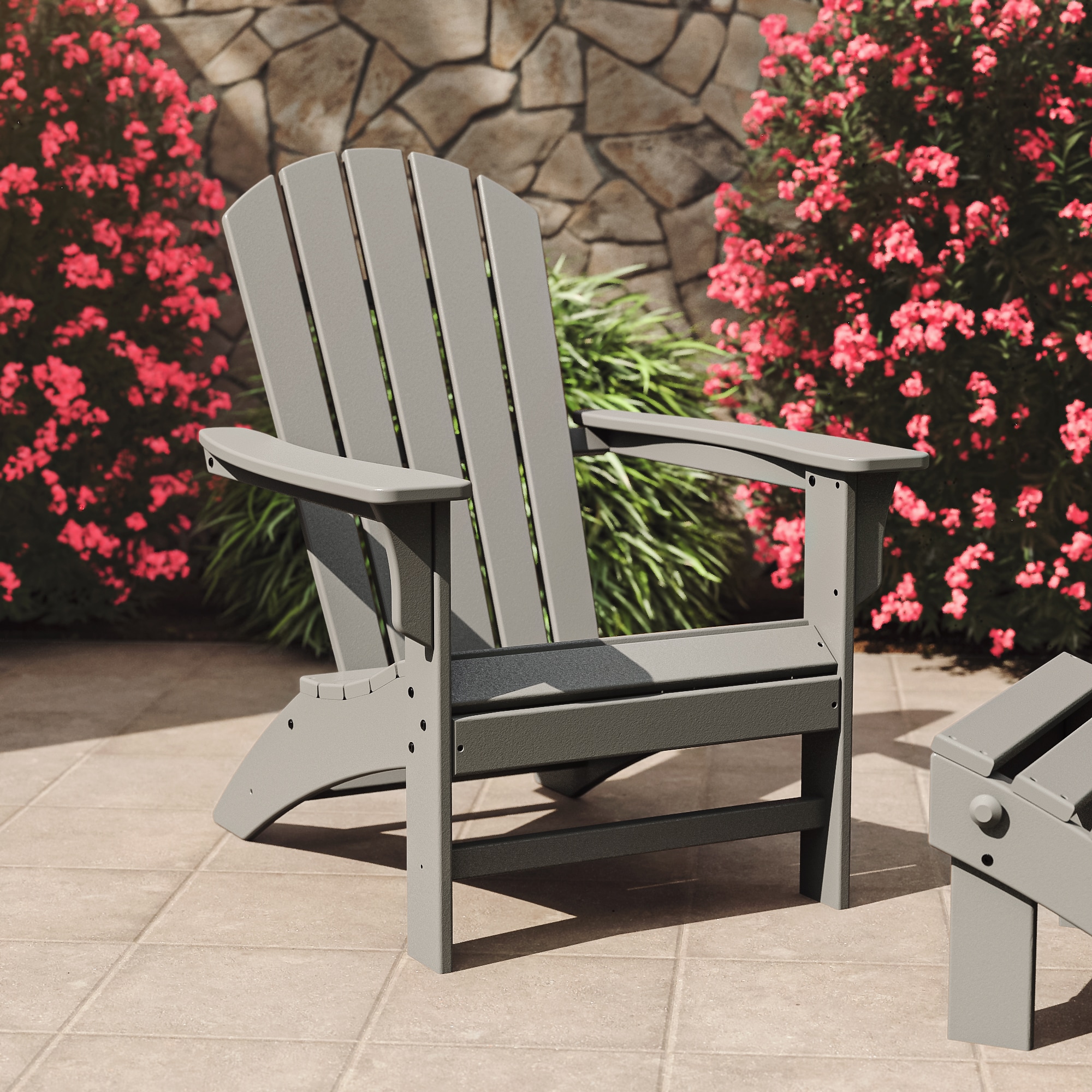 Trex Outdoor Furniture TXAD410SS Yacht Club Stepping Stone HDPE Frame Stationary Adirondack Chair with Slat Seat
