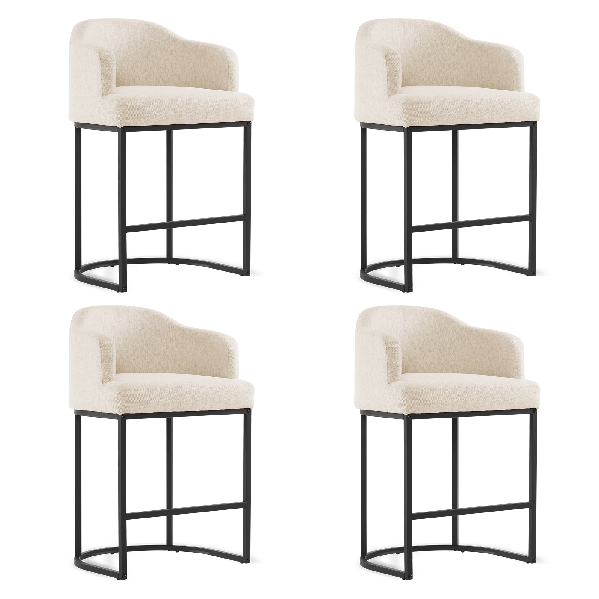 LUE BONA YB-056-02 4 -Set Linen Color 27-in H Counter height Square seat Upholstered Metal Bar Stool and Back