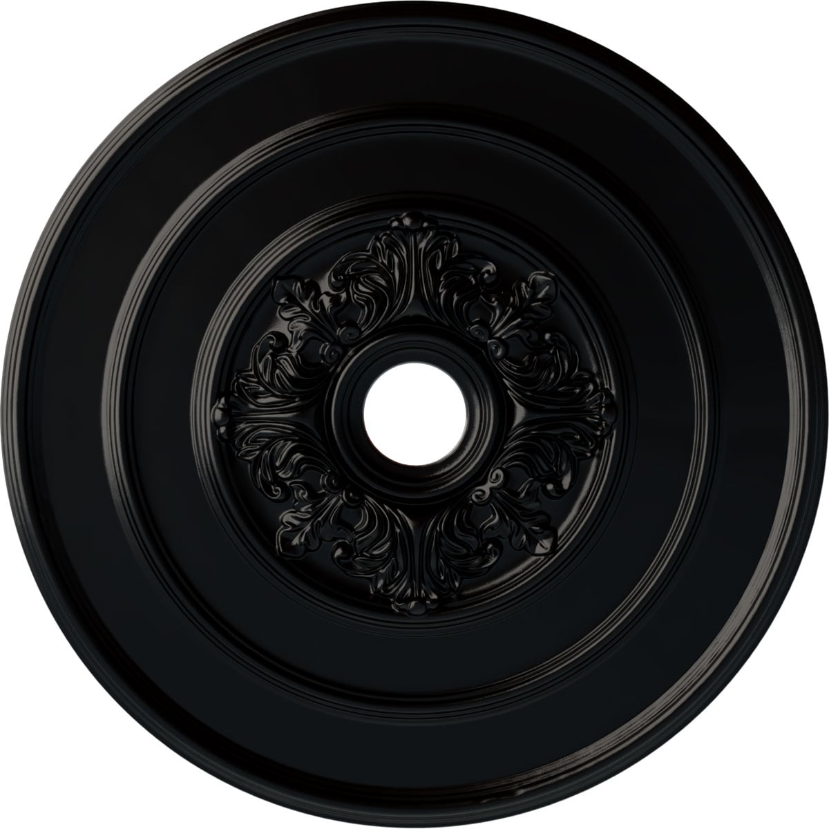 Ekena Millwork CM26TABLF Traditional with Acanthus Leaves 26-in W x 26-in L Painted Jet Black Polyurethane Whole Ceiling Medallion