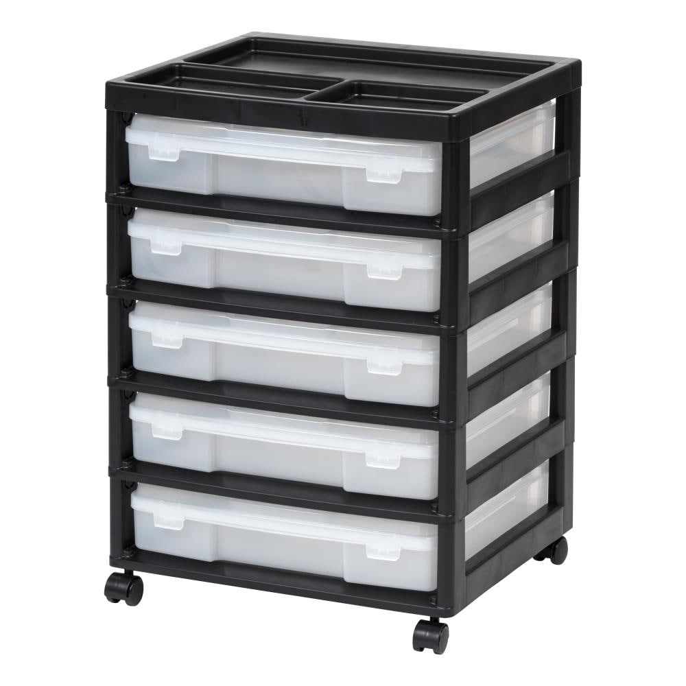 Pixnor 5 Drawer Plastic Drawer Organizer,Clear Desktop Drawer Storage Cabinet Five Layer Storage Case Waterproof Storage Box Multilayer Sundries Holder for