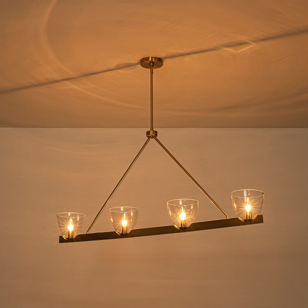 Wonderindoor 4 -Light Natural Brass Modern/contemporary Clear glass Linear Large Hanging Pendant Light