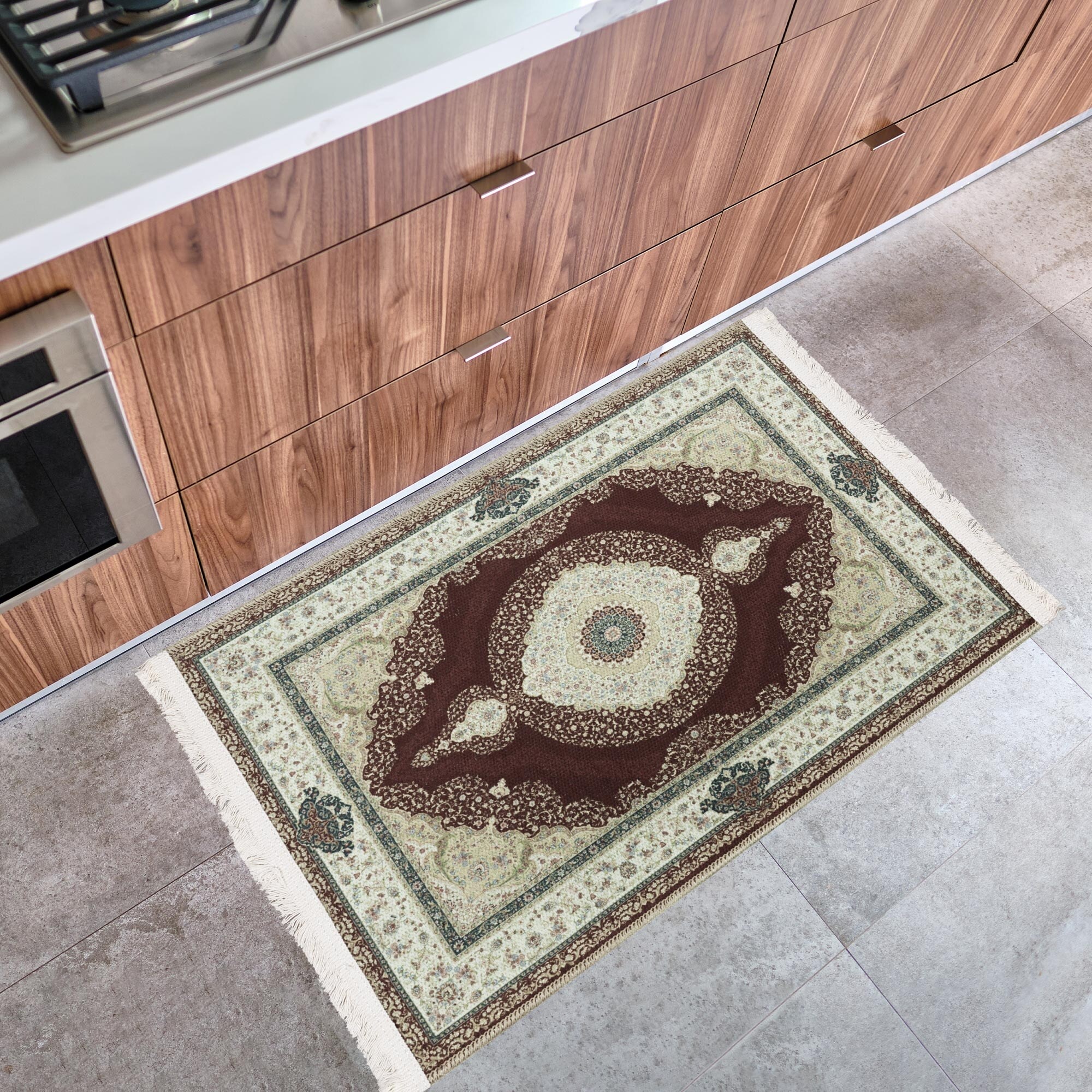Ottomanson EFF5880-2X3 Effect 2 x 3 (ft) Flatweave Cotton Bordeaux Medallion Rectangular Indoor Medallion Oriental Machine washable Area rug