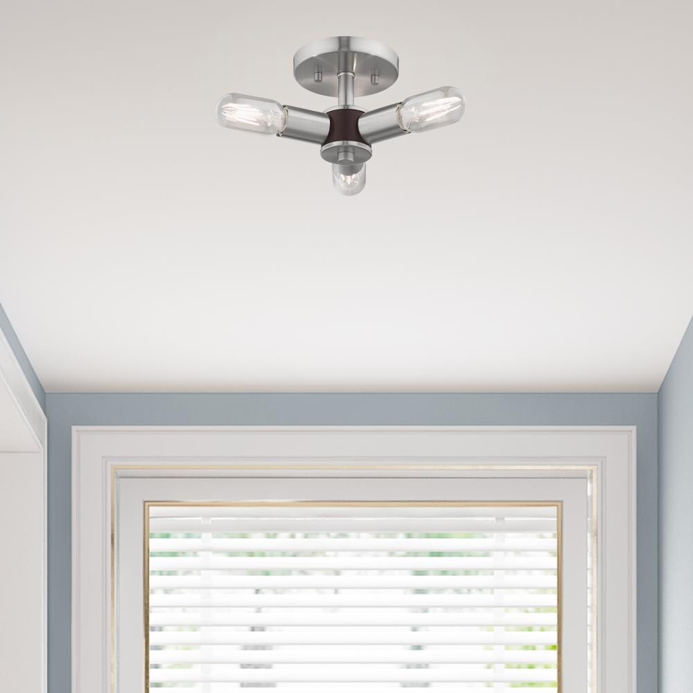Copenhagen Brushed Nickel 3-Light Flush Mount Ceiling Fixture