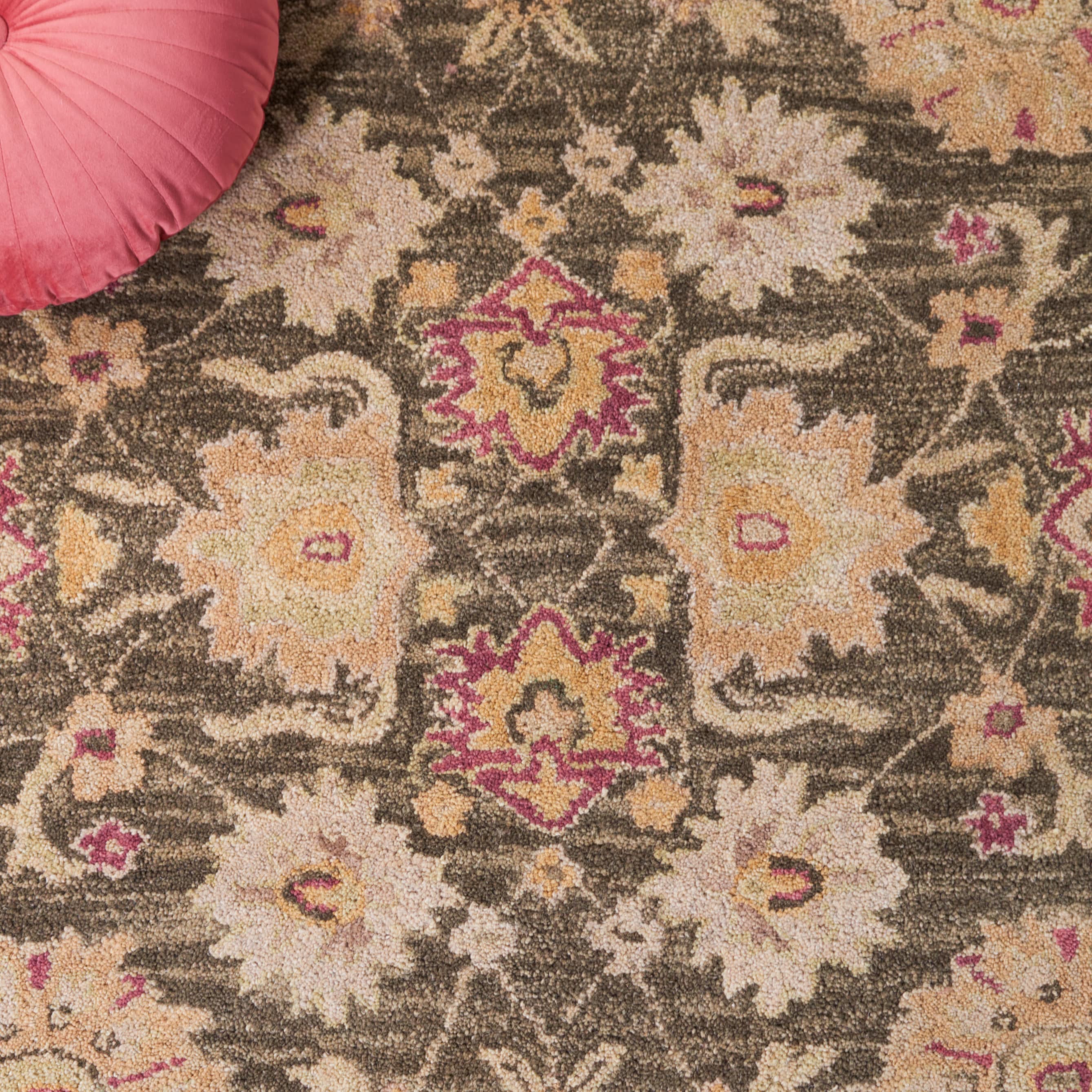 Olive Grey and Beige Hand-Tufted Wool Runner Rug