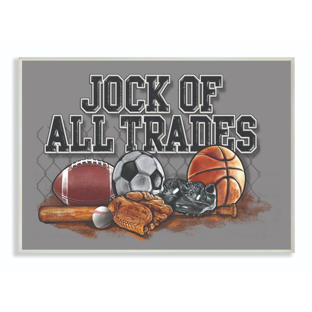 Stupell Industries BRP-1687-WD-10X15 Art, Jock Of All Trades Sports Balls Artist 15-in H x 11-in W Print