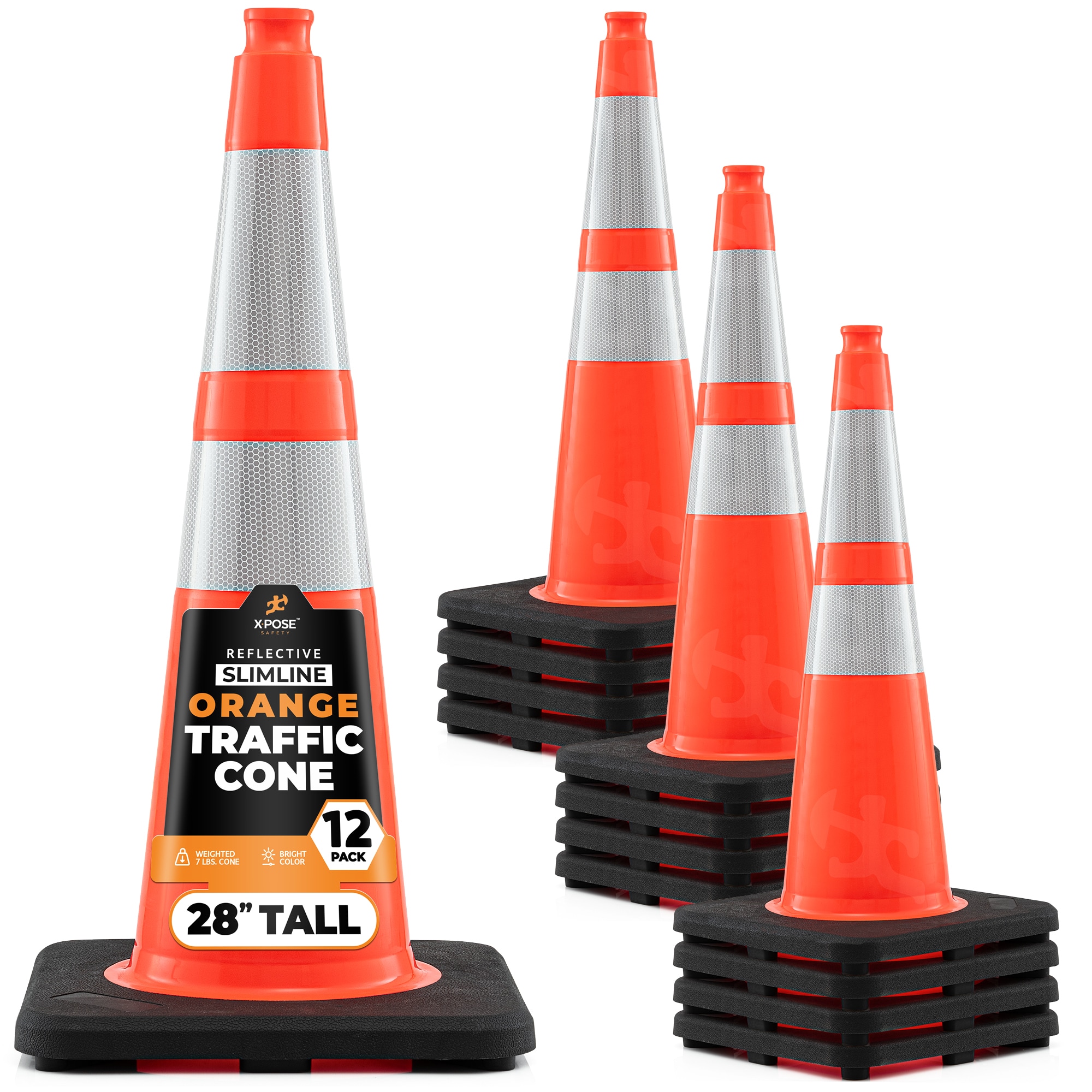 XPOSE SAFETY OTC28SL-64-12-X 12 -Pack 36-in Orange Traffic safety cone