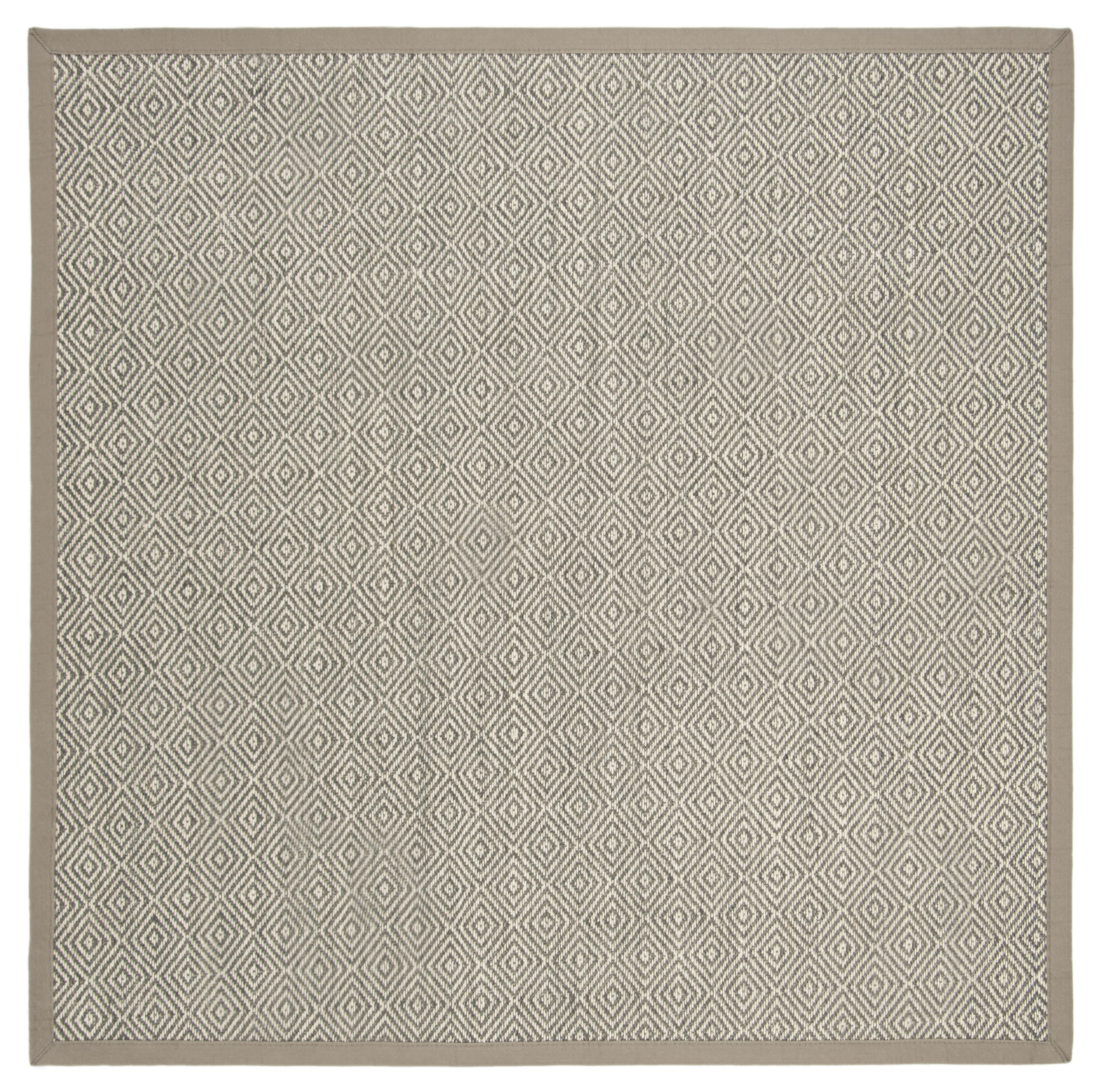 Hand-Knotted Easy Care Cotton Area Rug - Gray, 6' x 6' Square