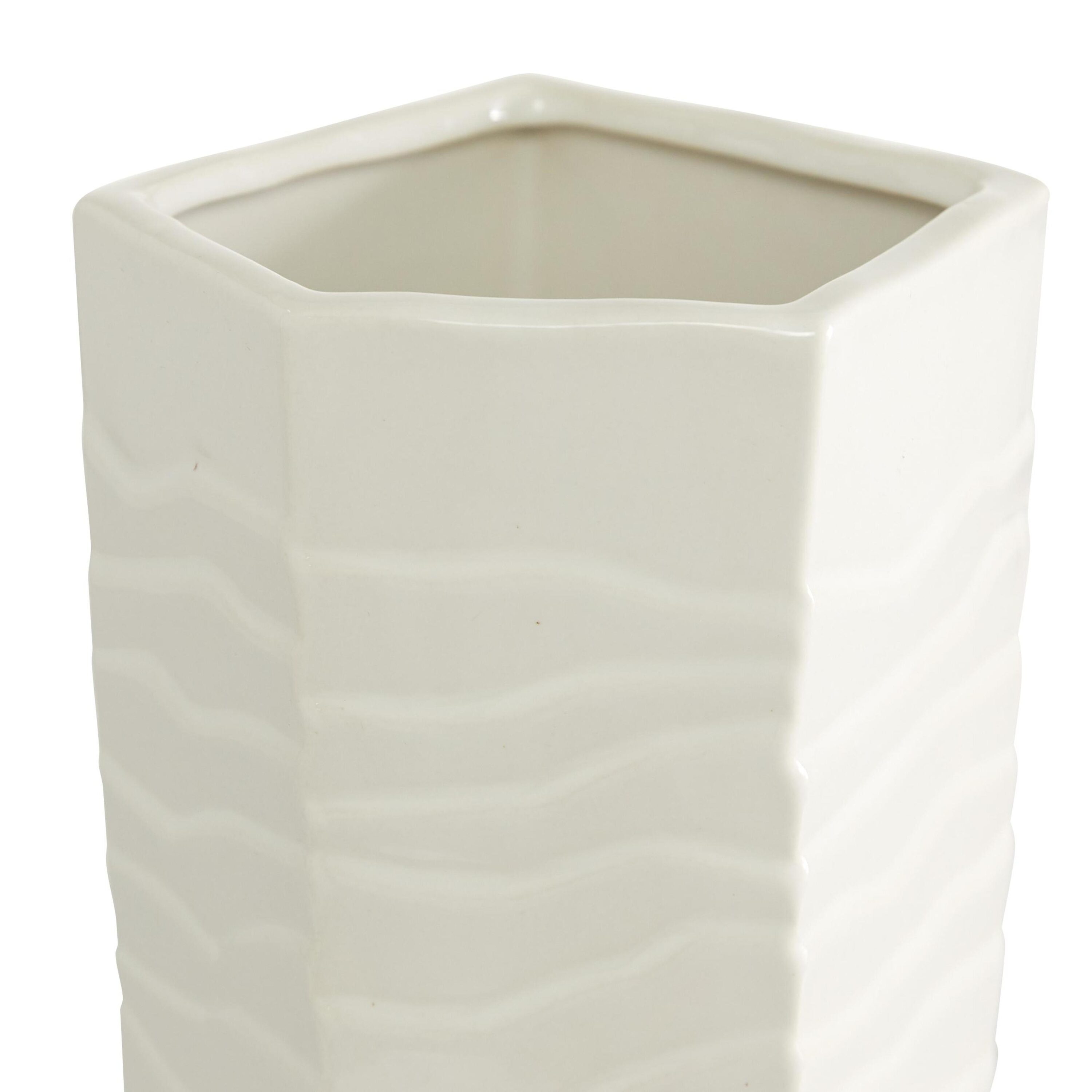 Elegant White Ceramic Decorative Vase 12.7" Tall