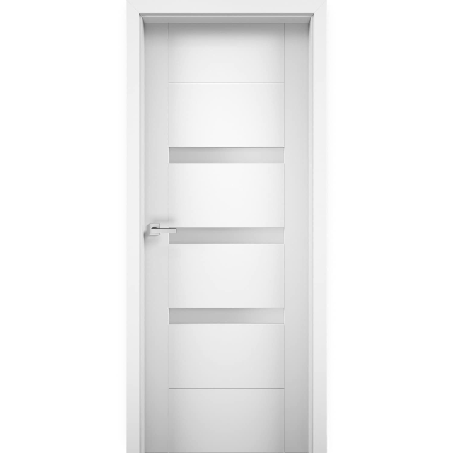 SARTODOORS SETE6900ID-WS-32 6900 32-in x 80-in White Wood Frosted glass Interior French Door (Hardware Included)
