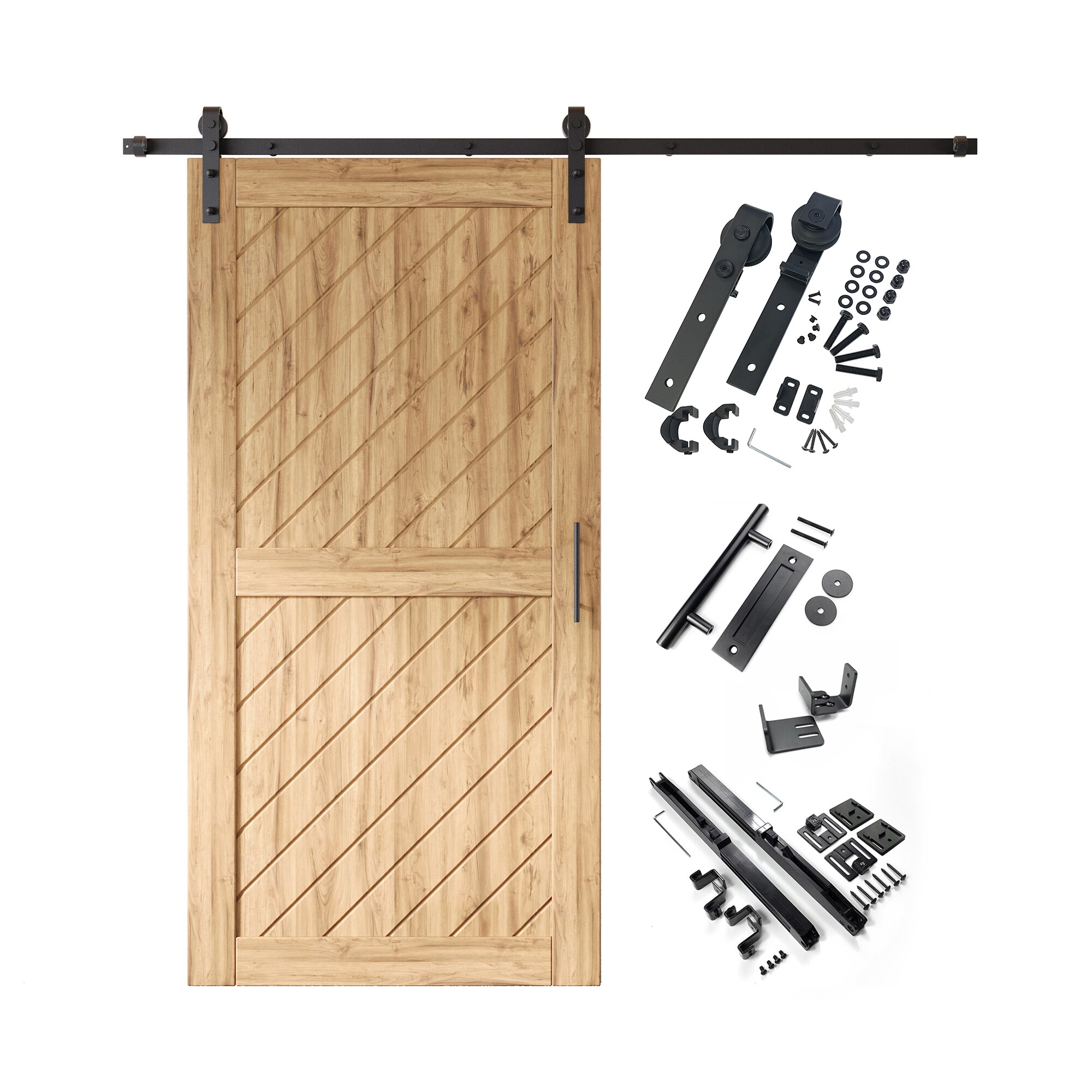 HOMACER YT1TGH066C-XT1-3280 32-in x 80-in Unfinished Unfinished Non-standard Pine Wood Solid core Single Barn Door (Hardware Included)