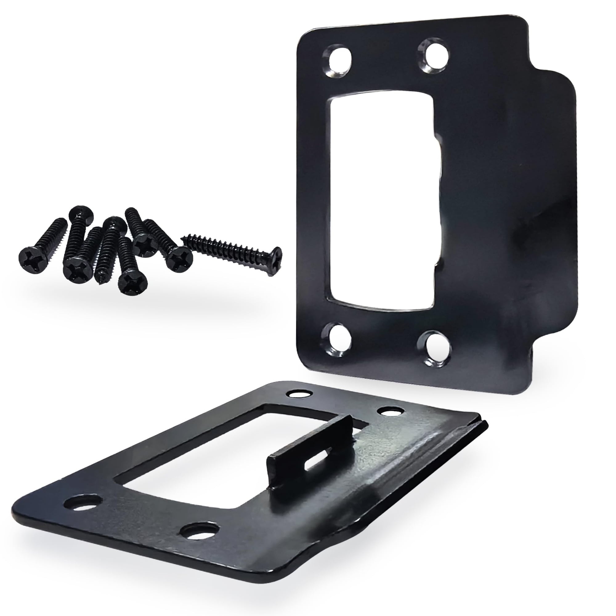 Phyfalip  2-1/4 by 1-3/4 Door Latch Restorer Strike Plate with Screws Classic Black 2 Pack durable home and garden accessory designed for