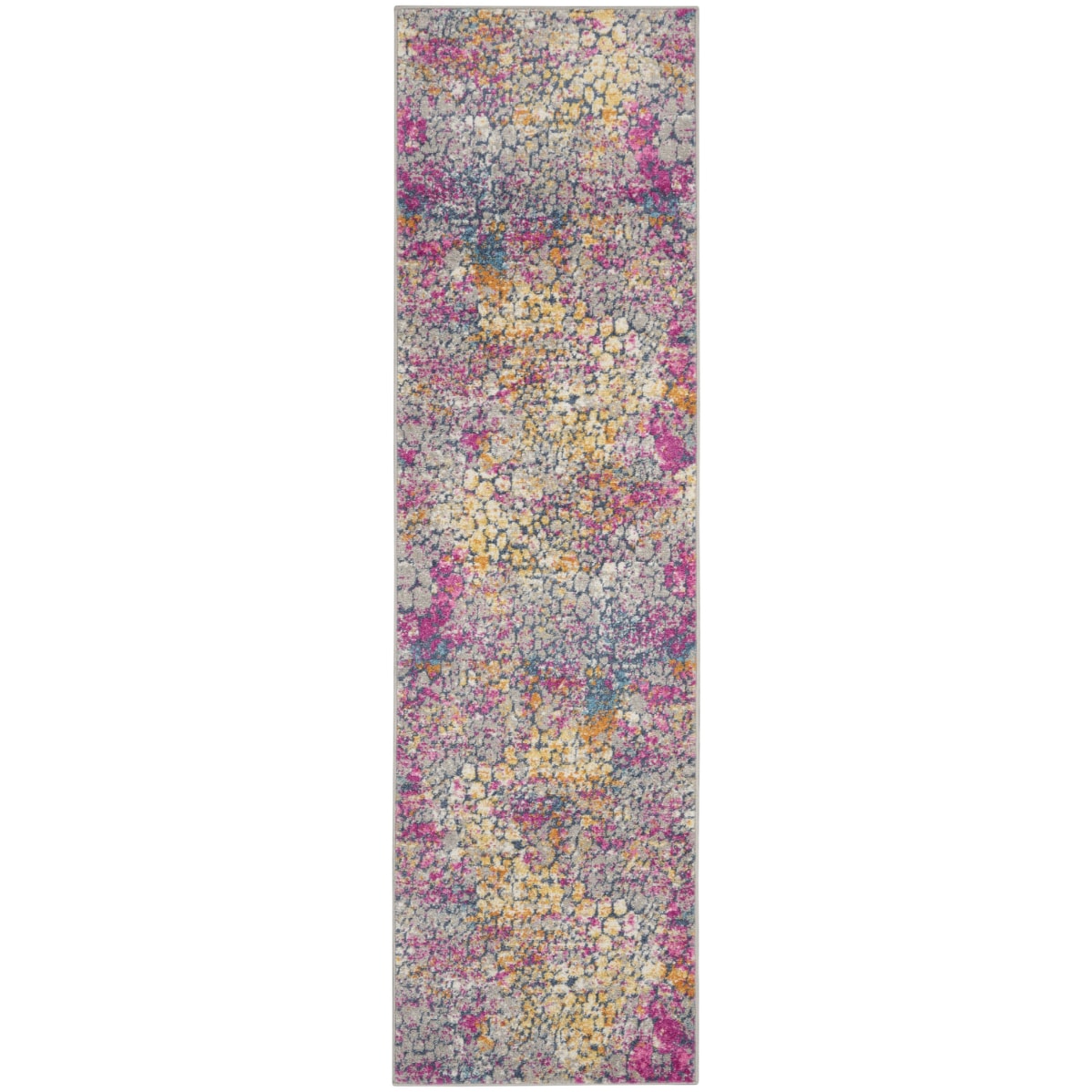 HomeRoots 4000385661 2 x 8 (ft) Loomed Polypropylene Yellow Multi Rectangular Indoor Abstract Runner rug