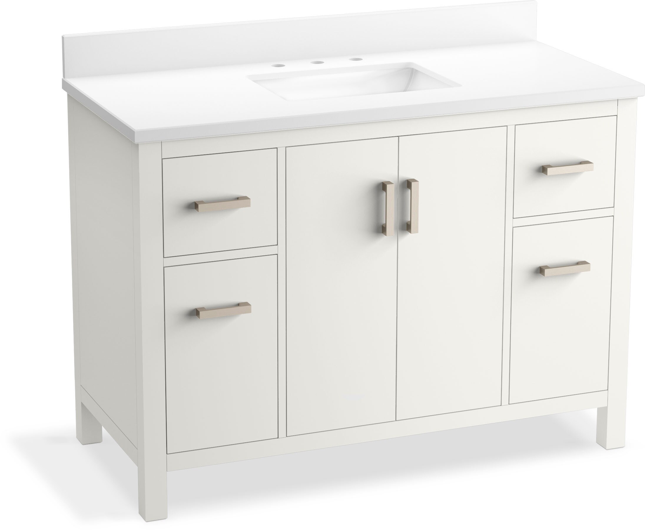 Kresla 48" White Freestanding Bathroom Vanity with Quartz Top