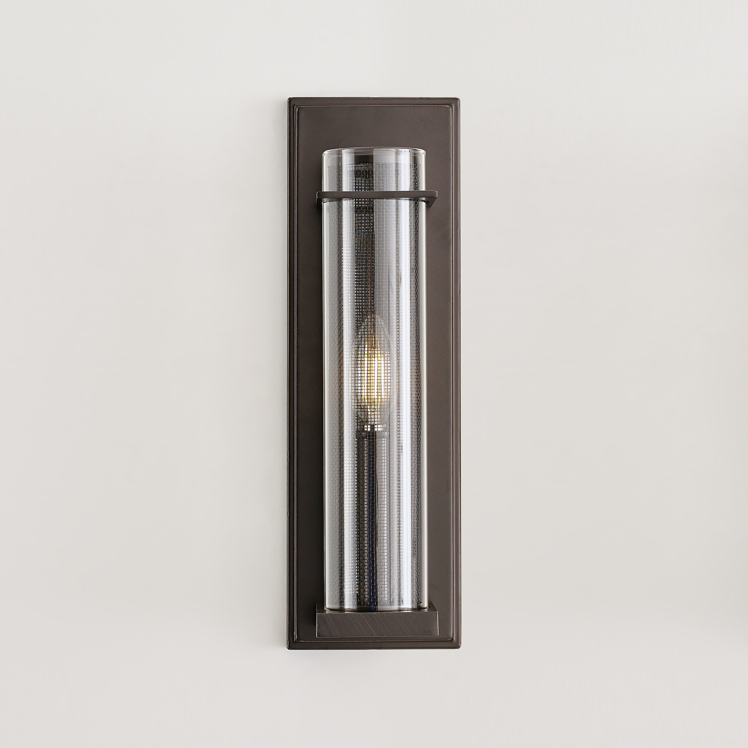 Antique Bronze Silo Dimmable Cylinder Sconce with Clear Glass