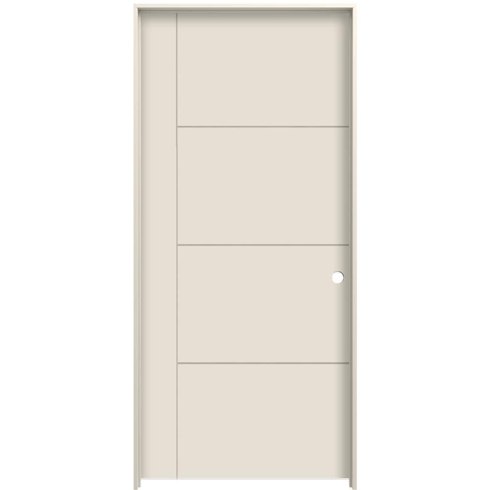 JELD-WEN LOWOLJW225100198 Studio SL130 32-in x 80-in 5-panel Square Solid Core Primed Hardwood Hardboard Left Hand Single Prehung Interior Door