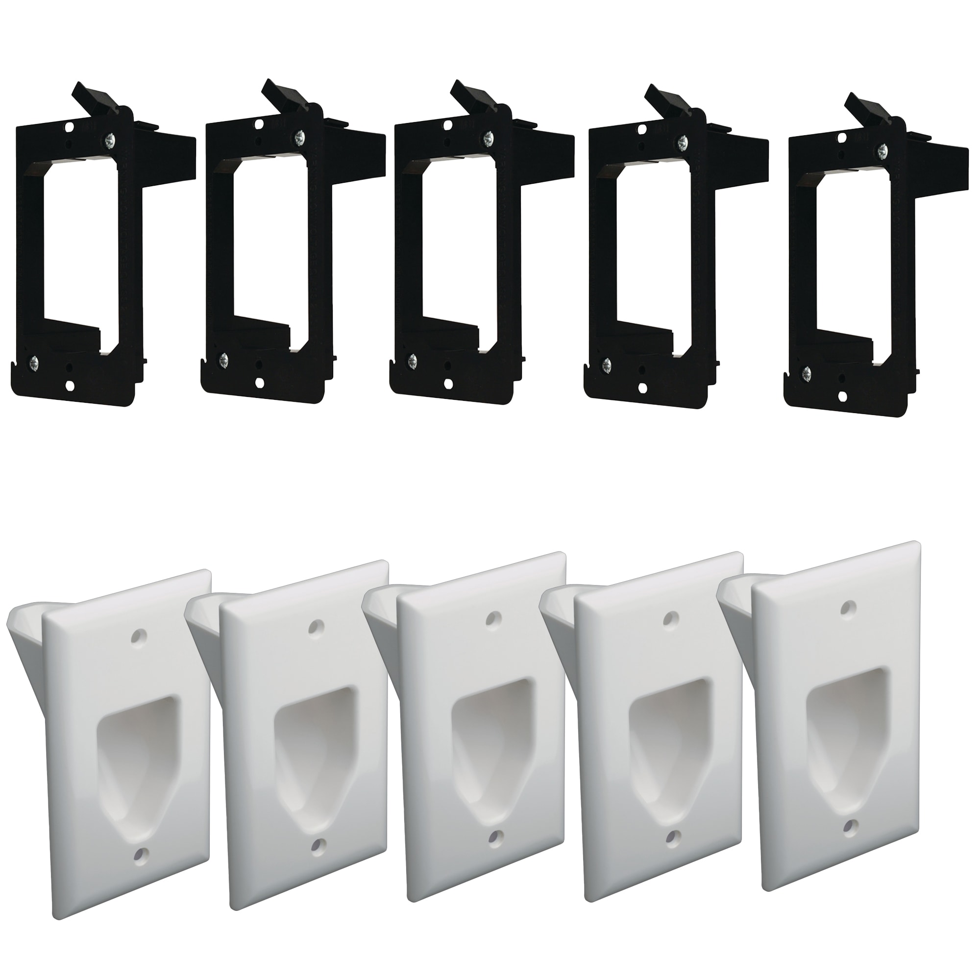 DataComm Electronics KITDCM1 1-Gang White Metal; Plastic Indoor Recessed Wall Plate (5-Pack)