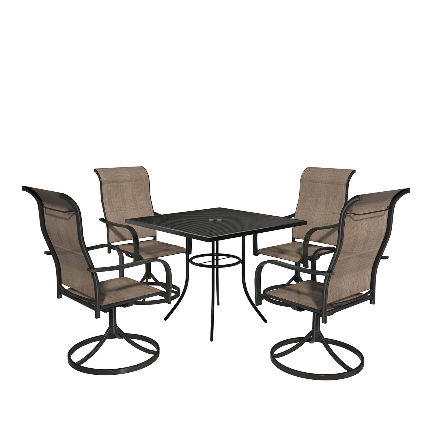 Clihome Patio 5 piece Set 5-Piece Brown Dining Patio Dining Set with ...