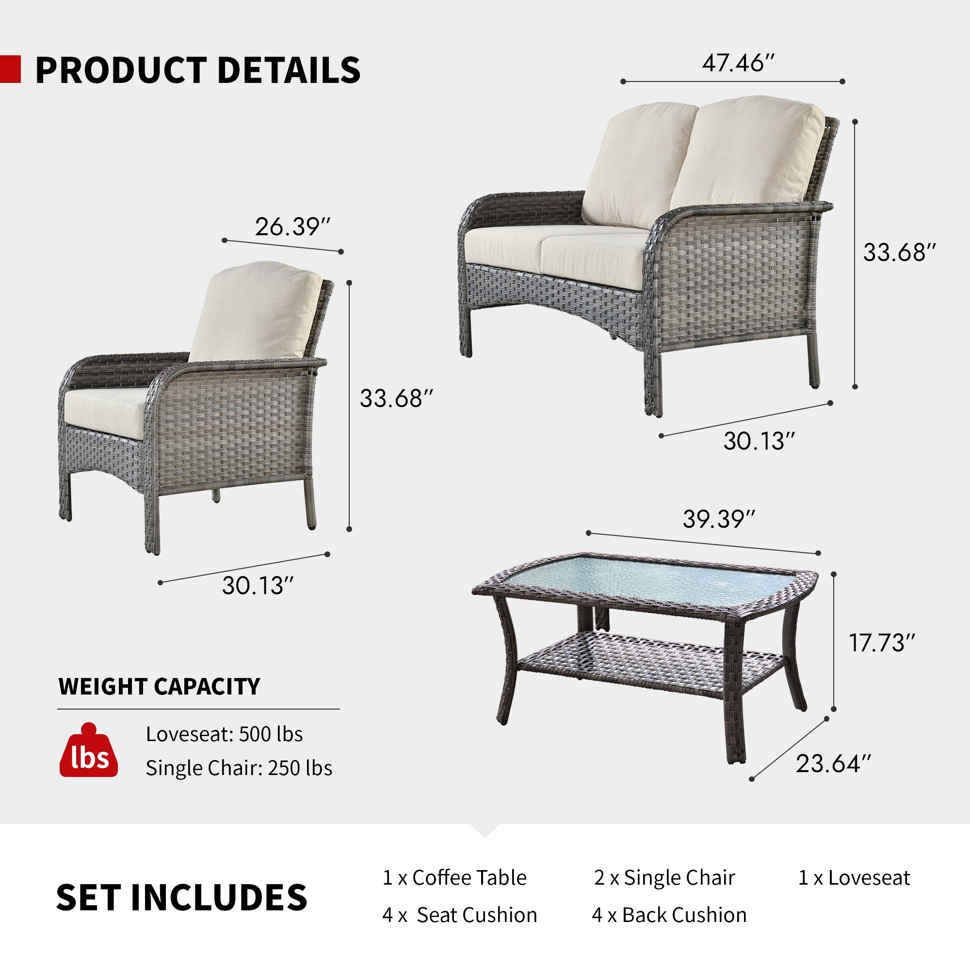 weaxty HMBGNDS604 Patio-Conversation-Sets - View #6