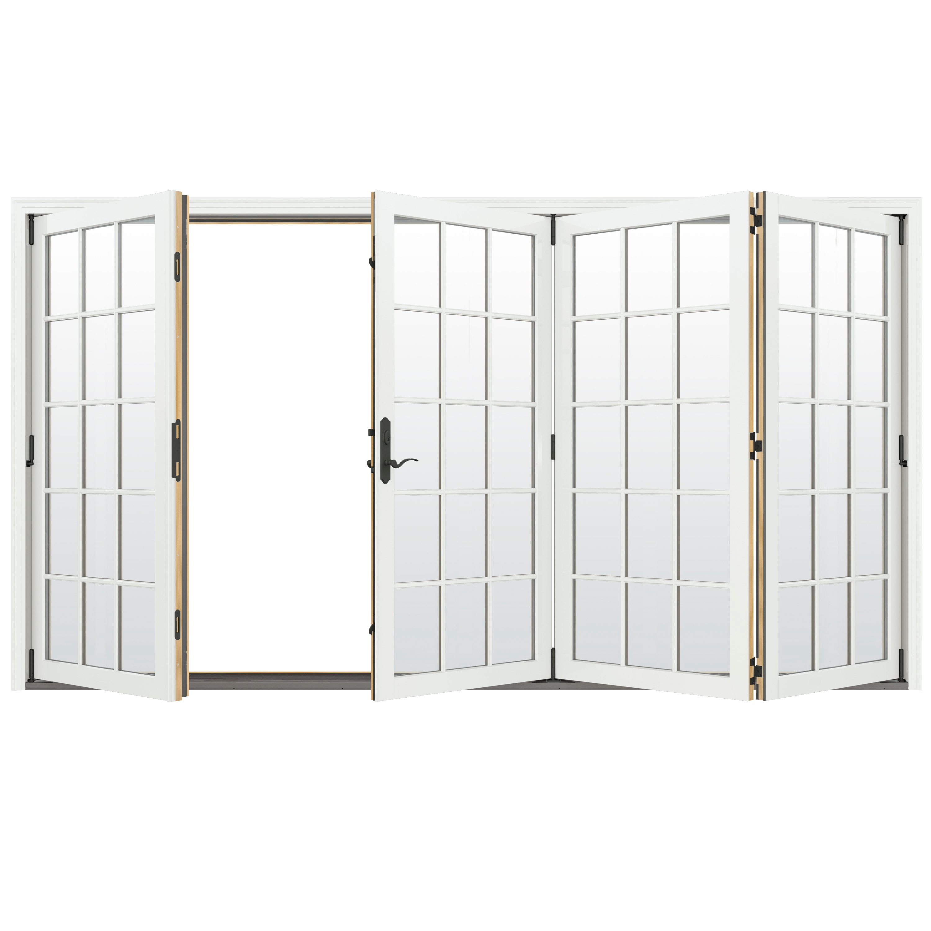 124-in x 80-in Low-e Argon Simulated Divided Light White Clad-wood Folding Right-Hand Outswing Patio Door | - JELD-WEN LOWOLJW247800109