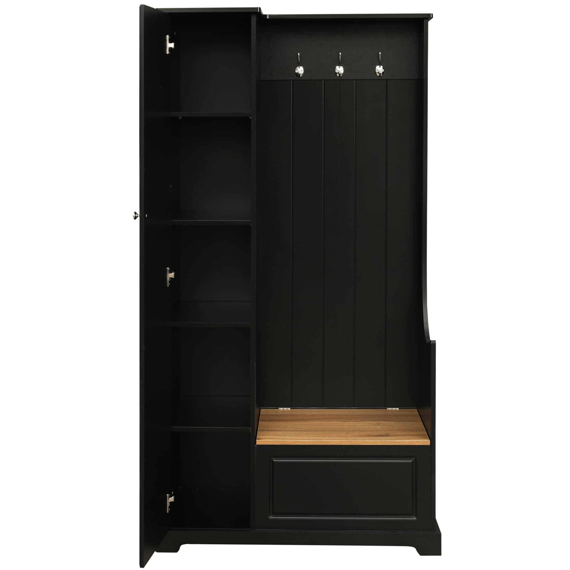 Nestfair HT0023B Modern 35.6-in Black Wood Hall Tree