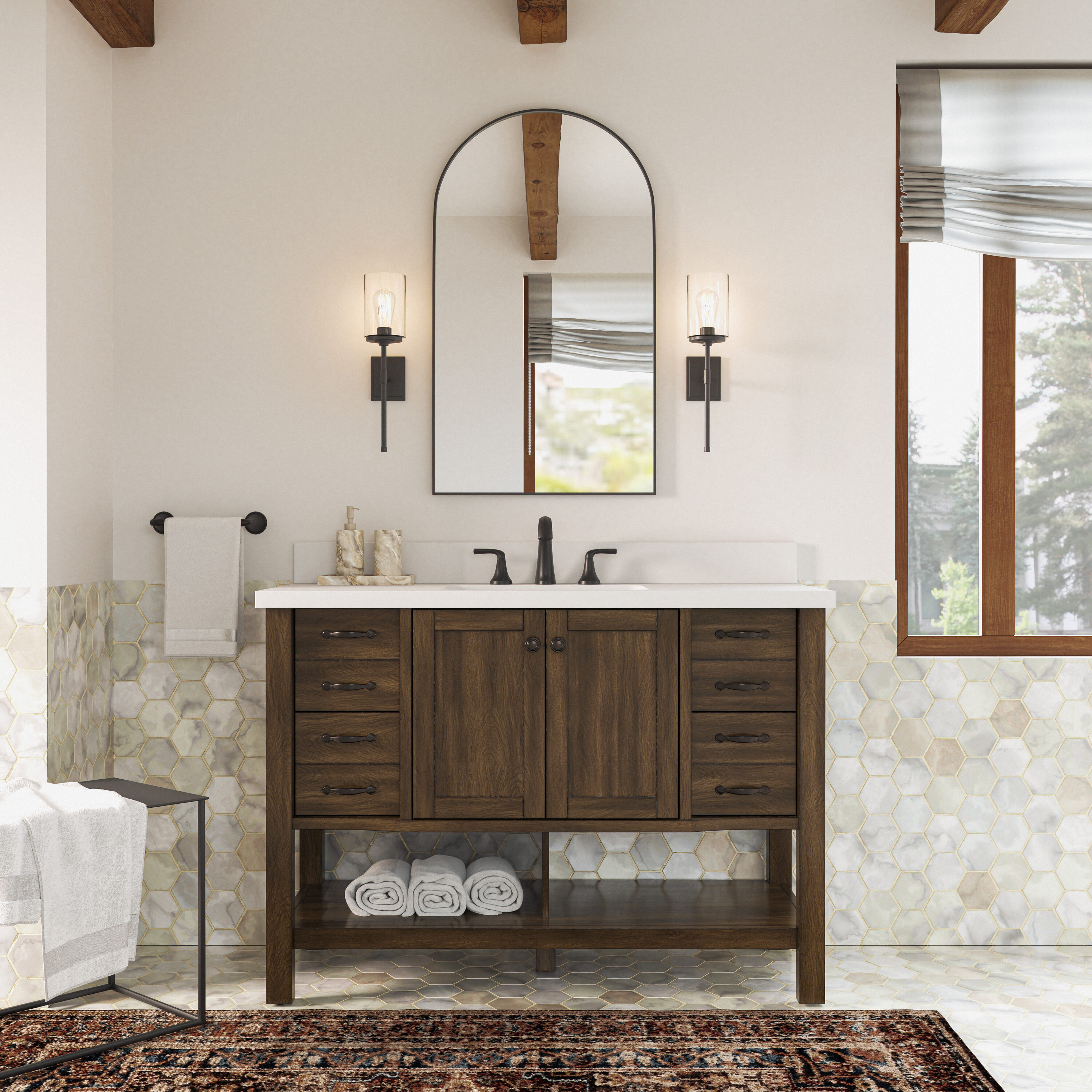 Shop Allen + Roth Kingscote Brown Traditional Vanity Bathroom ...