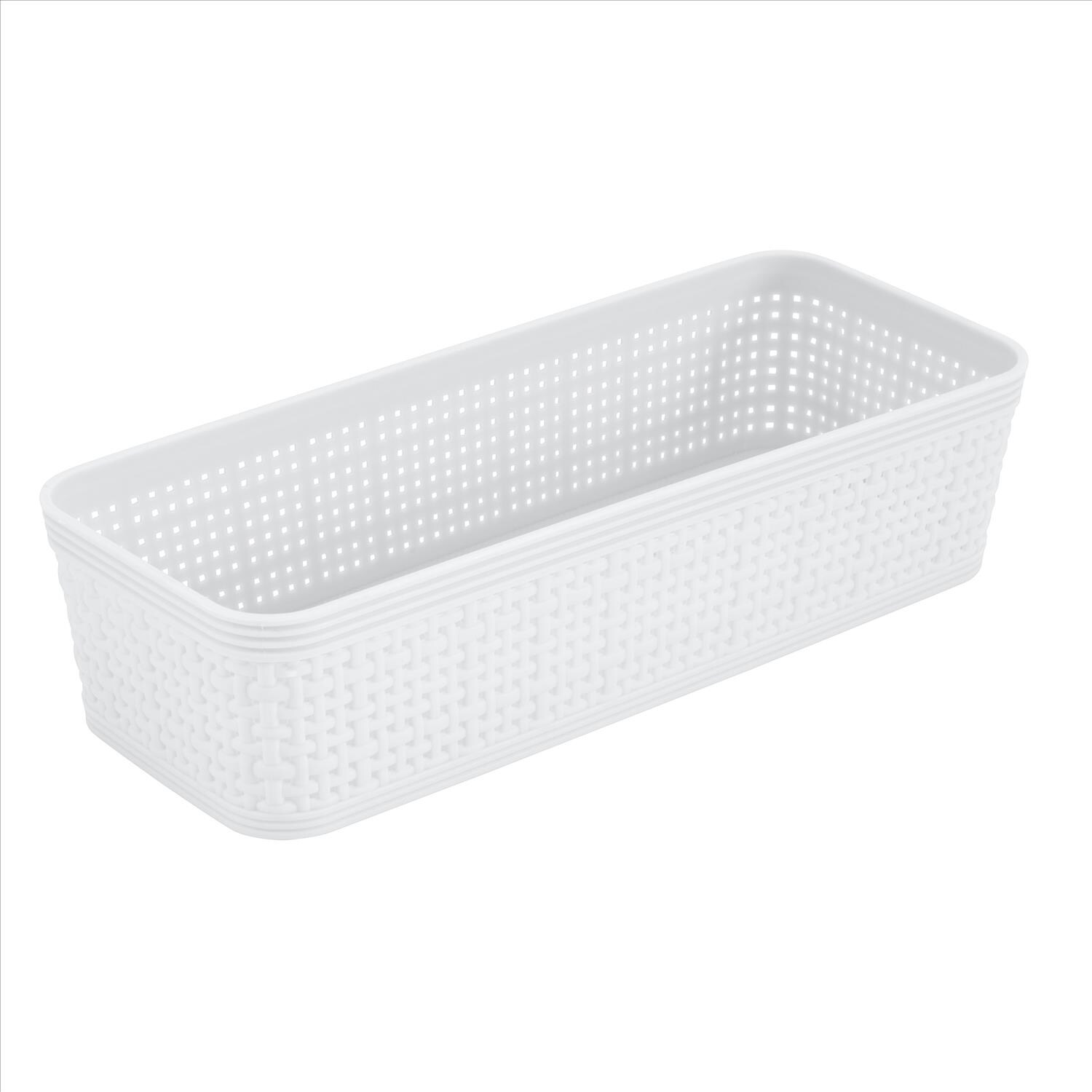 Organizer, plastic, white and clear, 4-3/4 x 4-5/8 x 3-13/16