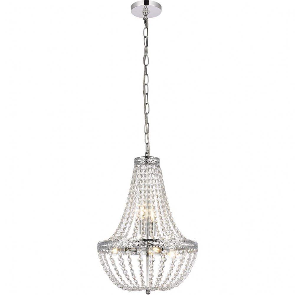 Elegant Lighting A-EL-1113D14C Valeria 5 - Light Chrome Contemporary Incandescent Crystal And Iron Pendant Light