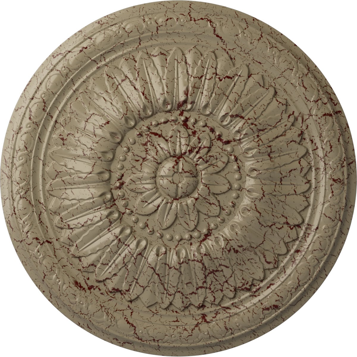Ekena Millwork CM24TEGDC Temple 24-in W x 24-in L Painted Gobi Desert Crackle Polyurethane Whole Ceiling Medallion