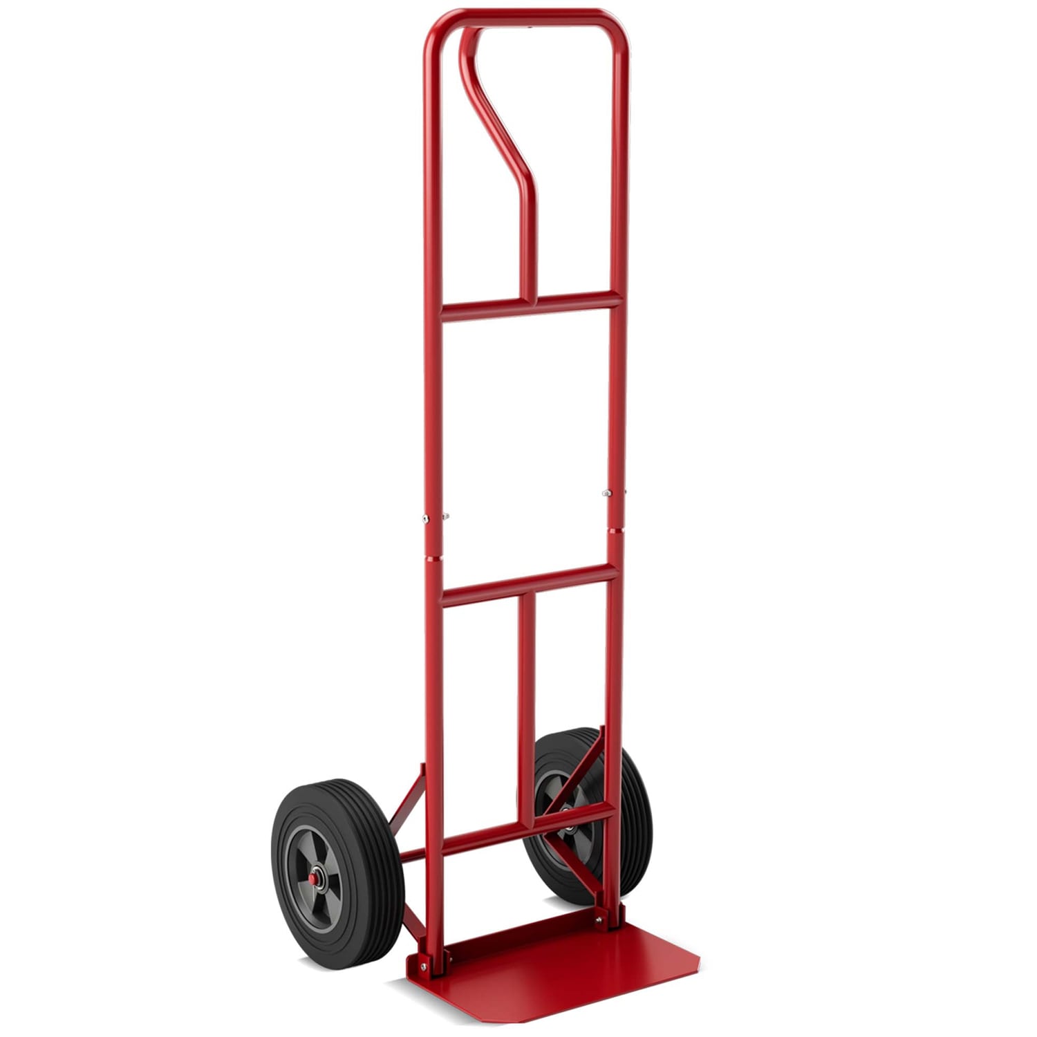 Costway  Heavy Duty Hand Truck 660lbs Capacity Trolley Cart with  Foldable Nose Plate Red