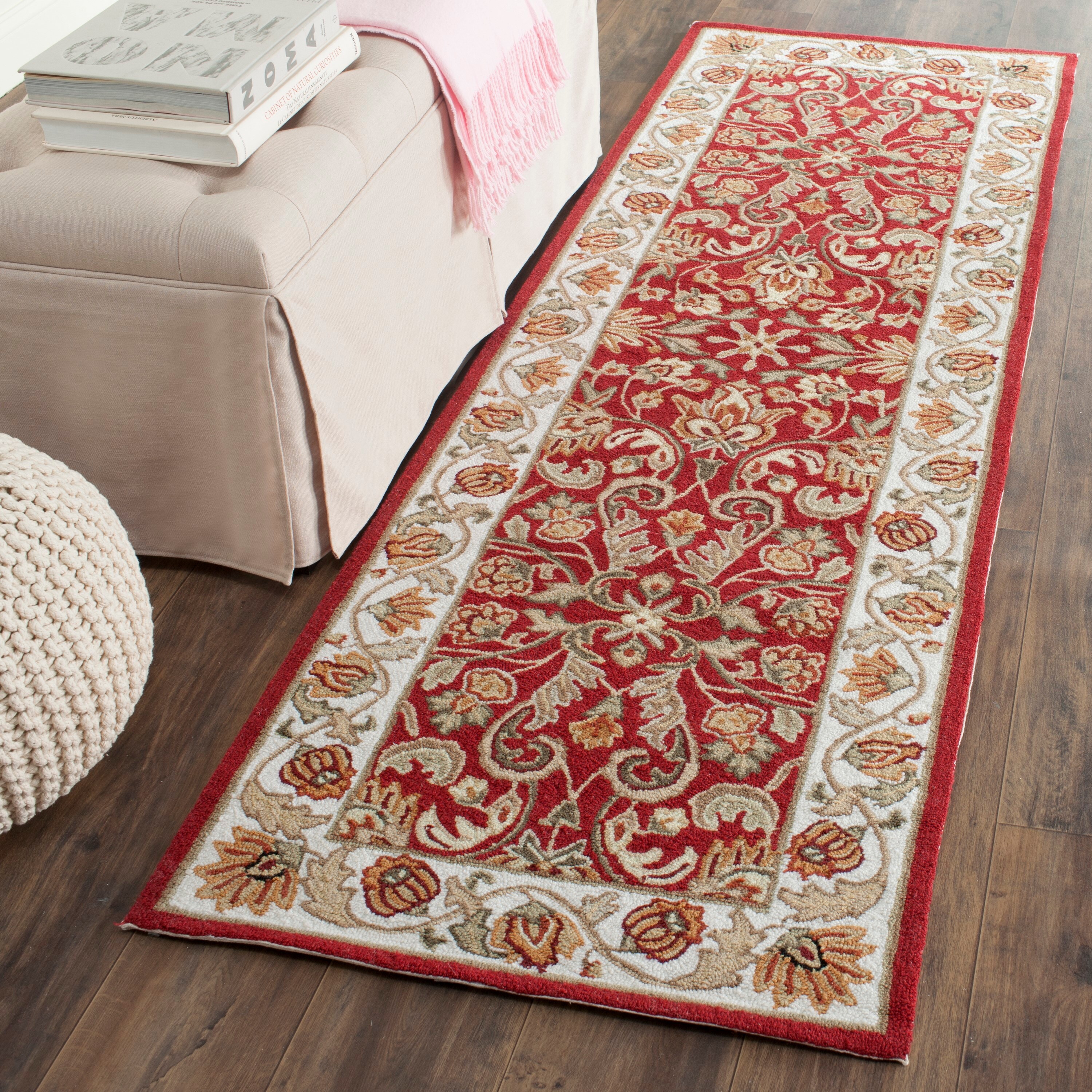 Safavieh EZC101C-28 Easy Care Gentry 3 x 8 (ft) Loomed Polypropylene Red/Ivory Rectangular Indoor Floral/Botanical Oriental Runner rug