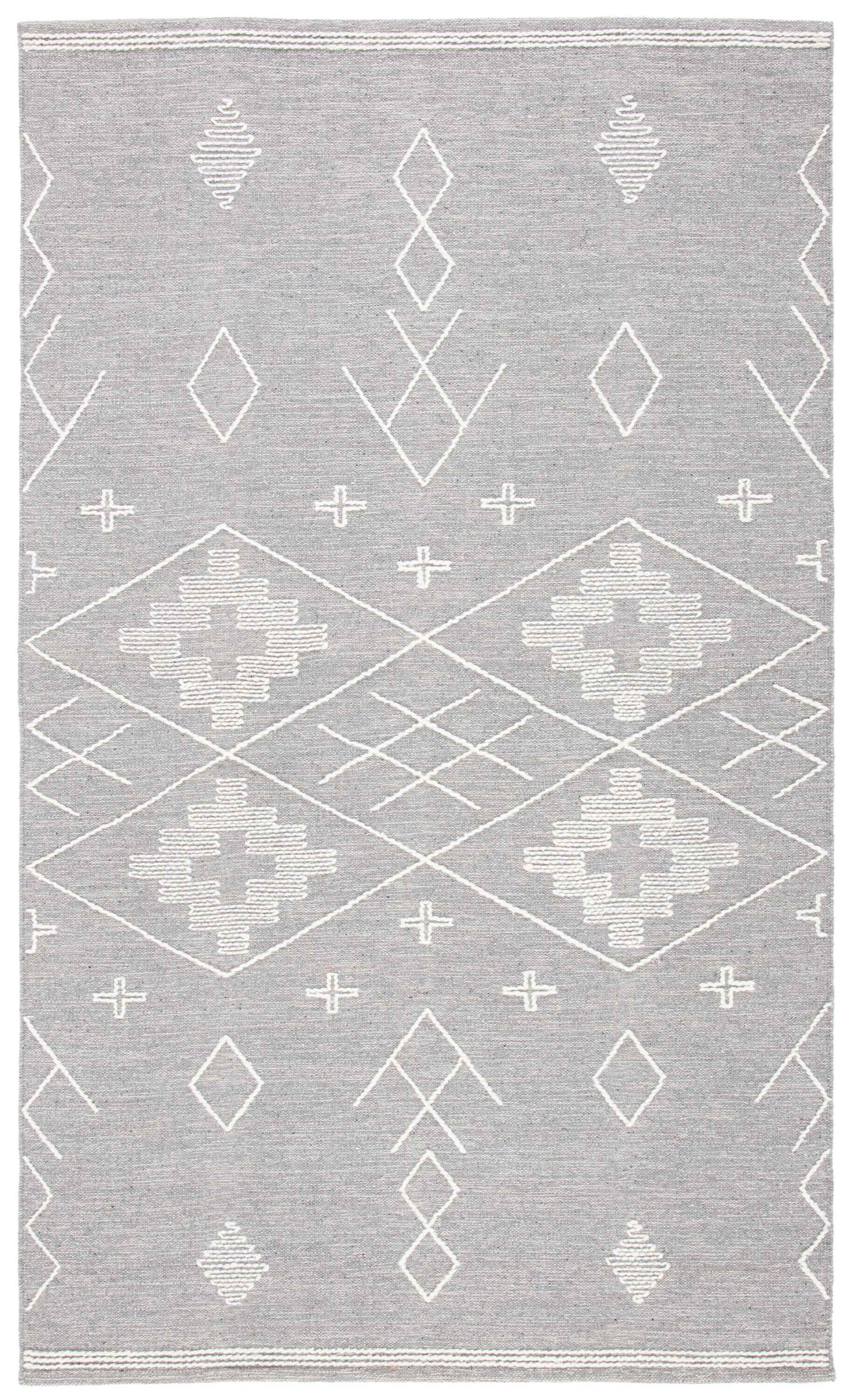 Safavieh KLM851F-5 Kilim Fabjola 5 x 8 (ft) Cotton Gray/Ivory Rectangular Indoor Tribal Global Area rug